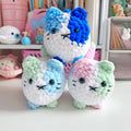 Crochet loaf cats, white base handmade crochet kitty