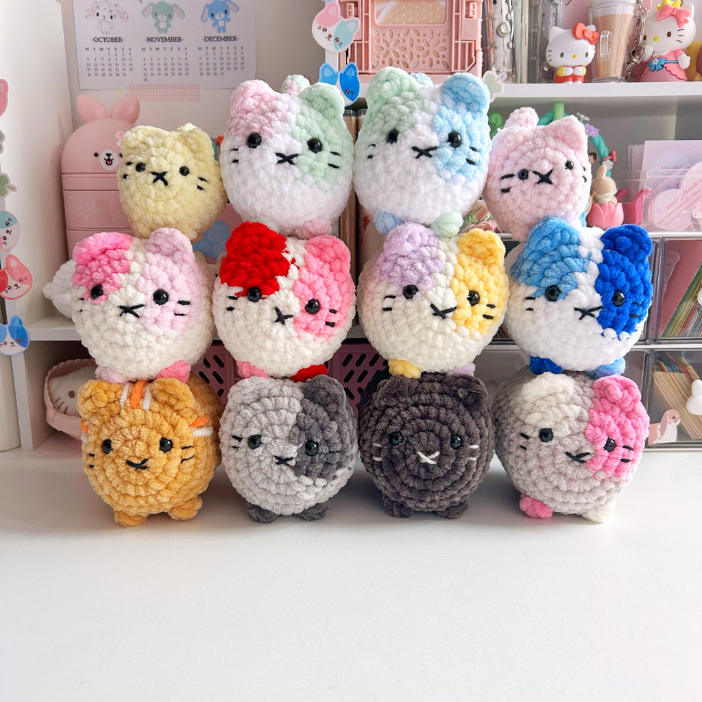 Crochet loaf cats, neutral handmade crochet kitty