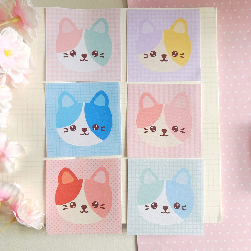 kitty faces memo set, to do list note papers