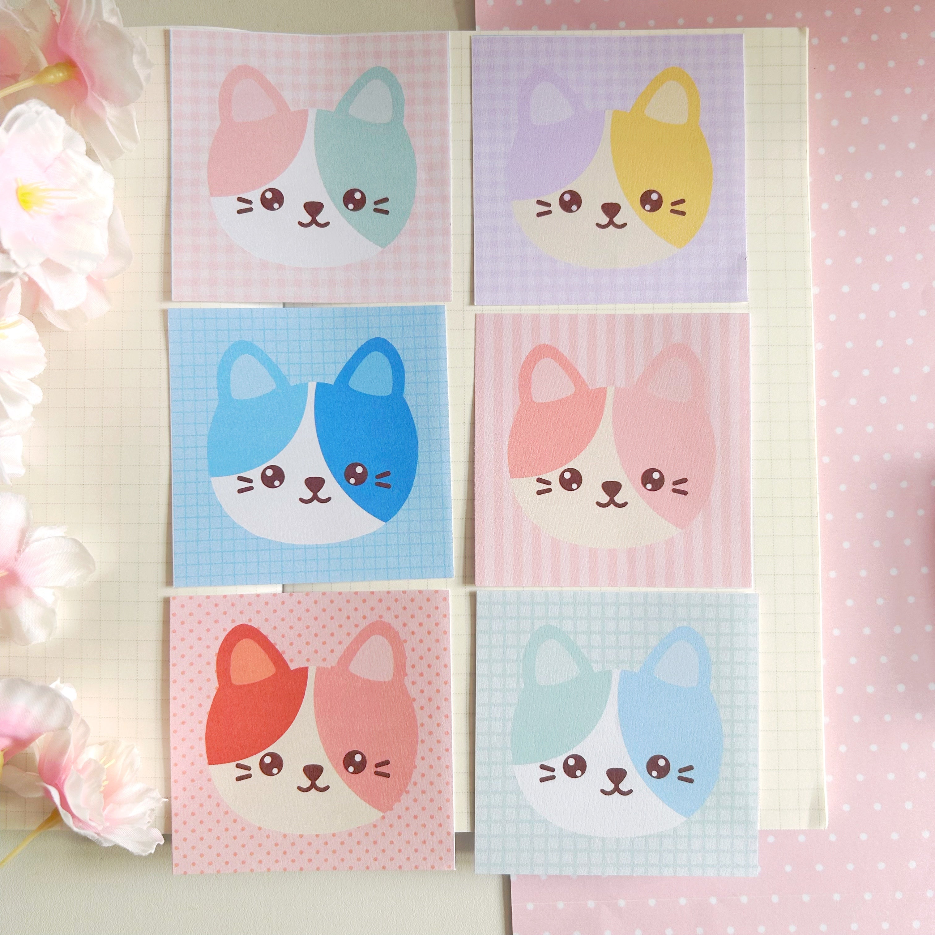 kitty faces memo set, to do list note papers