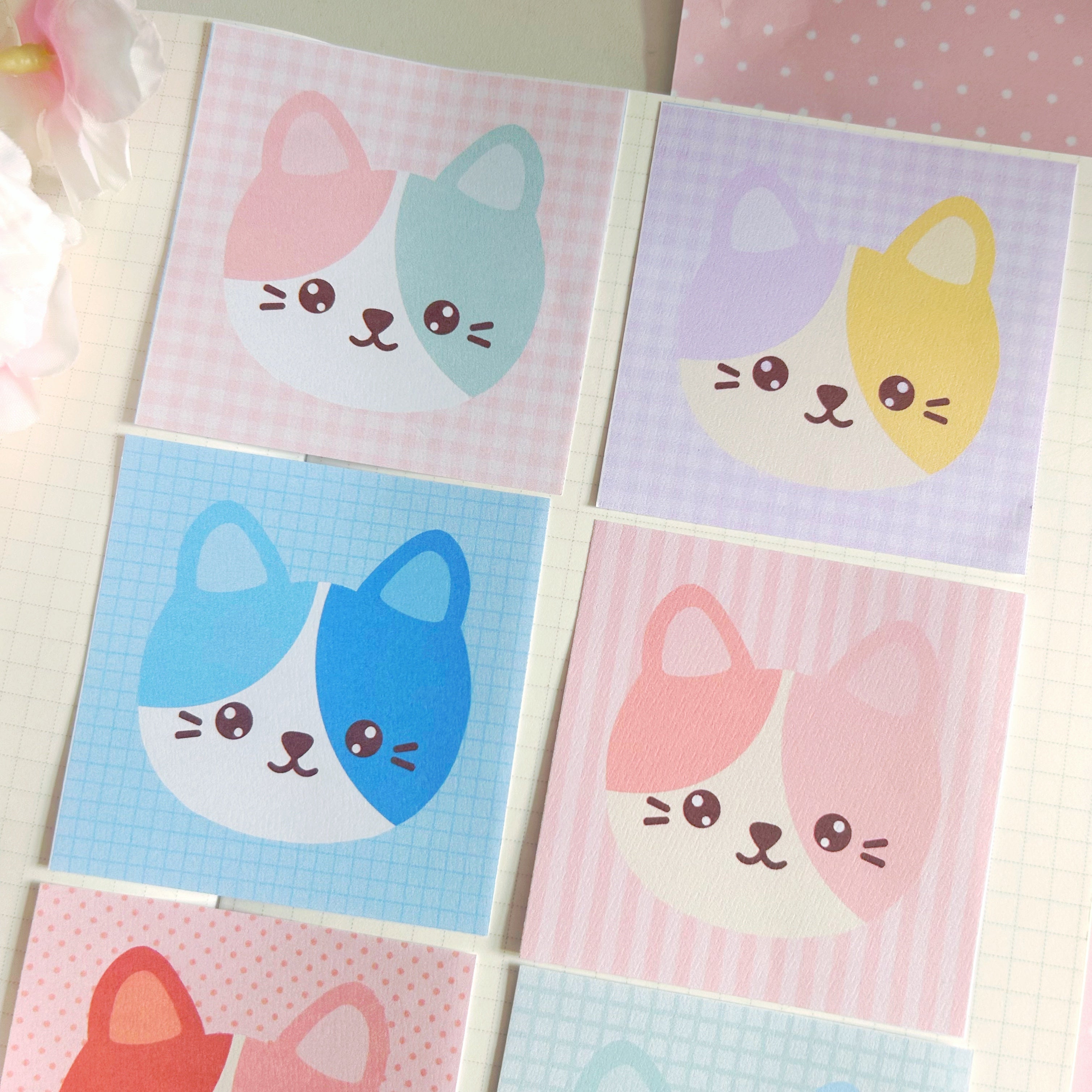 kitty faces memo set, to do list note papers