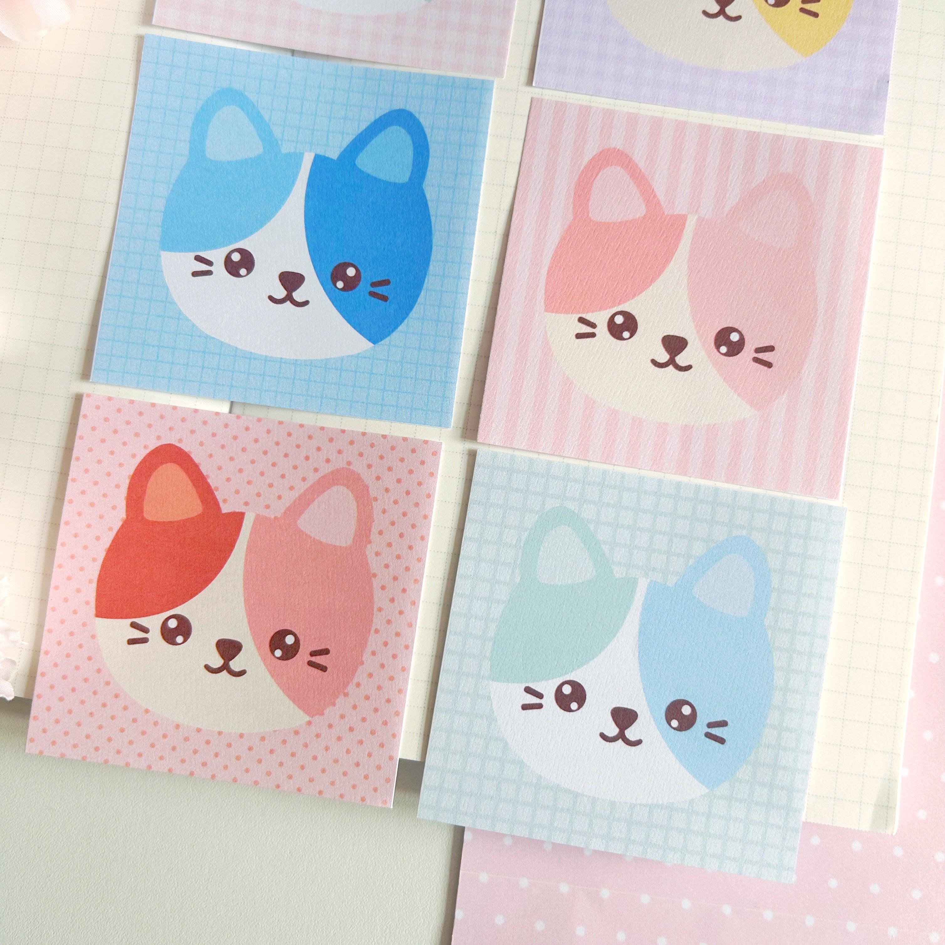kitty faces memo set, to do list note papers