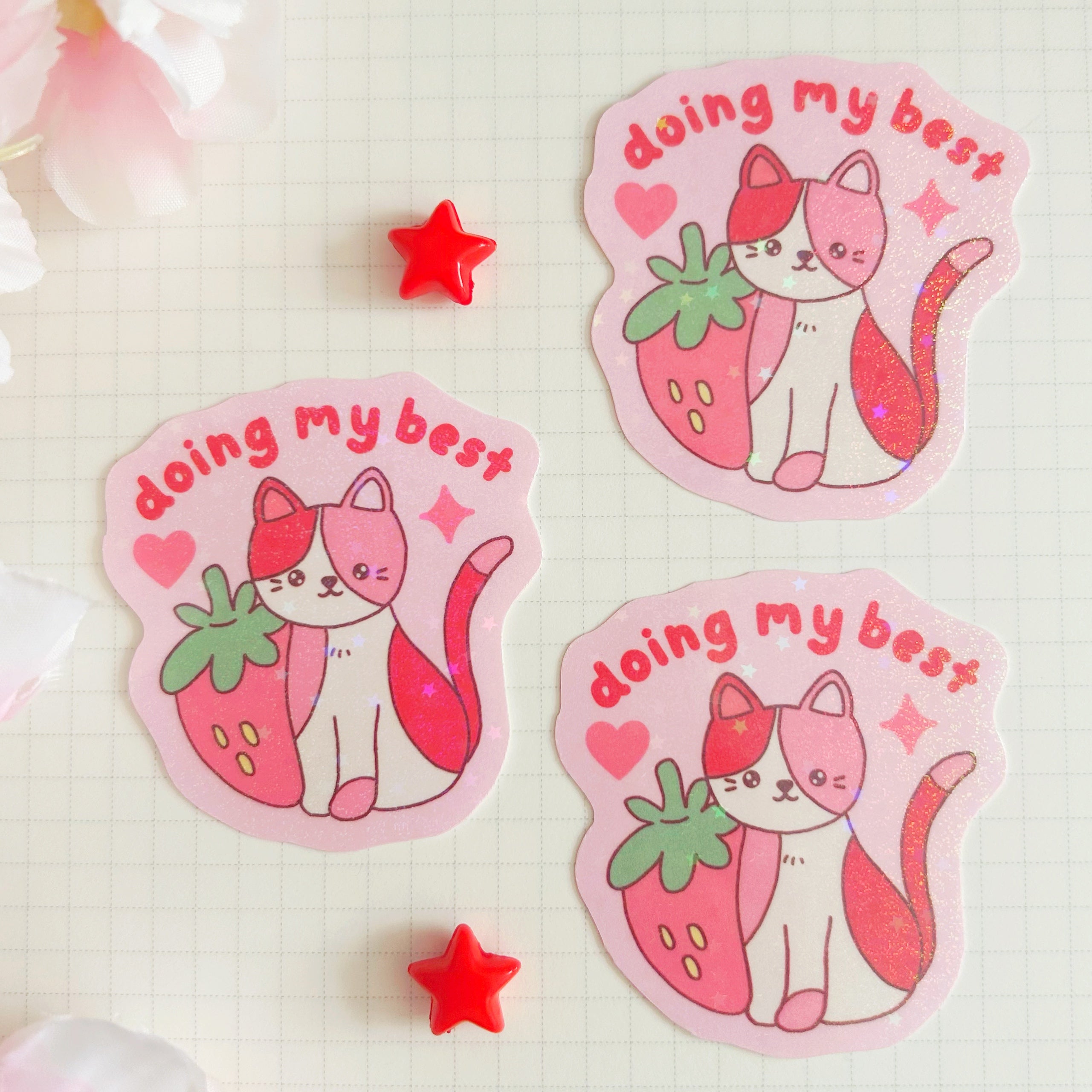 doing my best cat die cut vinyl holographic sticker