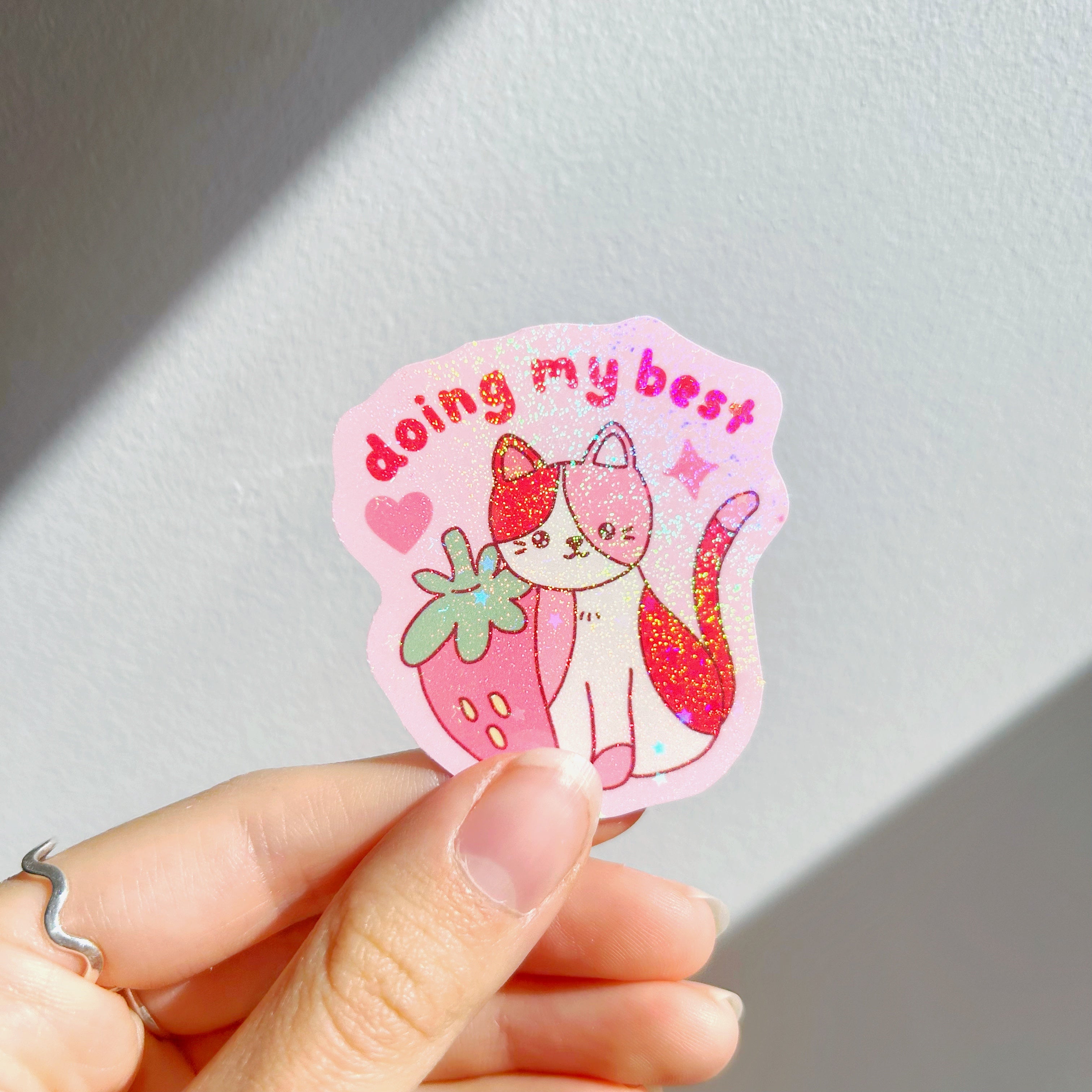 doing my best cat die cut vinyl holographic sticker