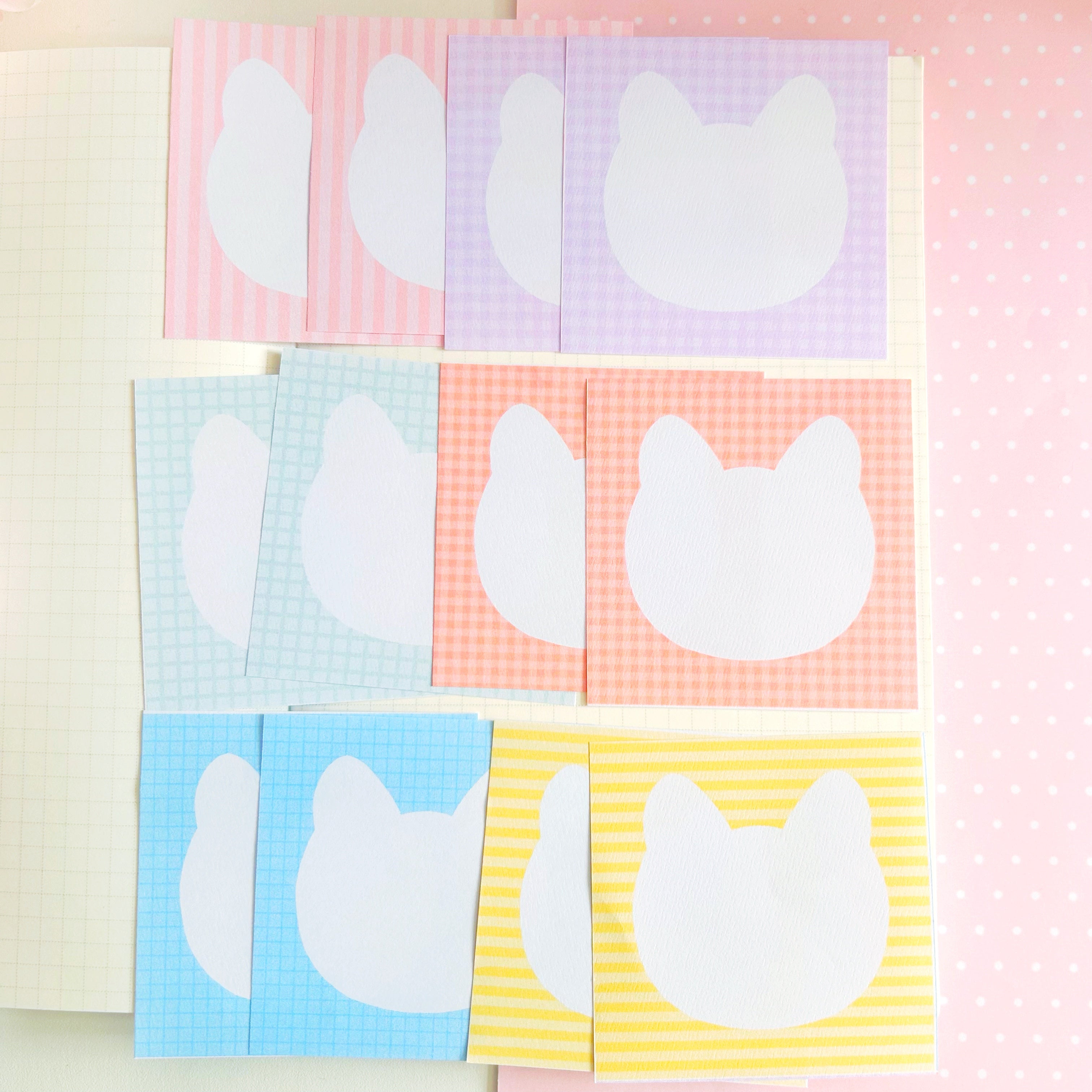 white kitty faces memo set, to do list note papers