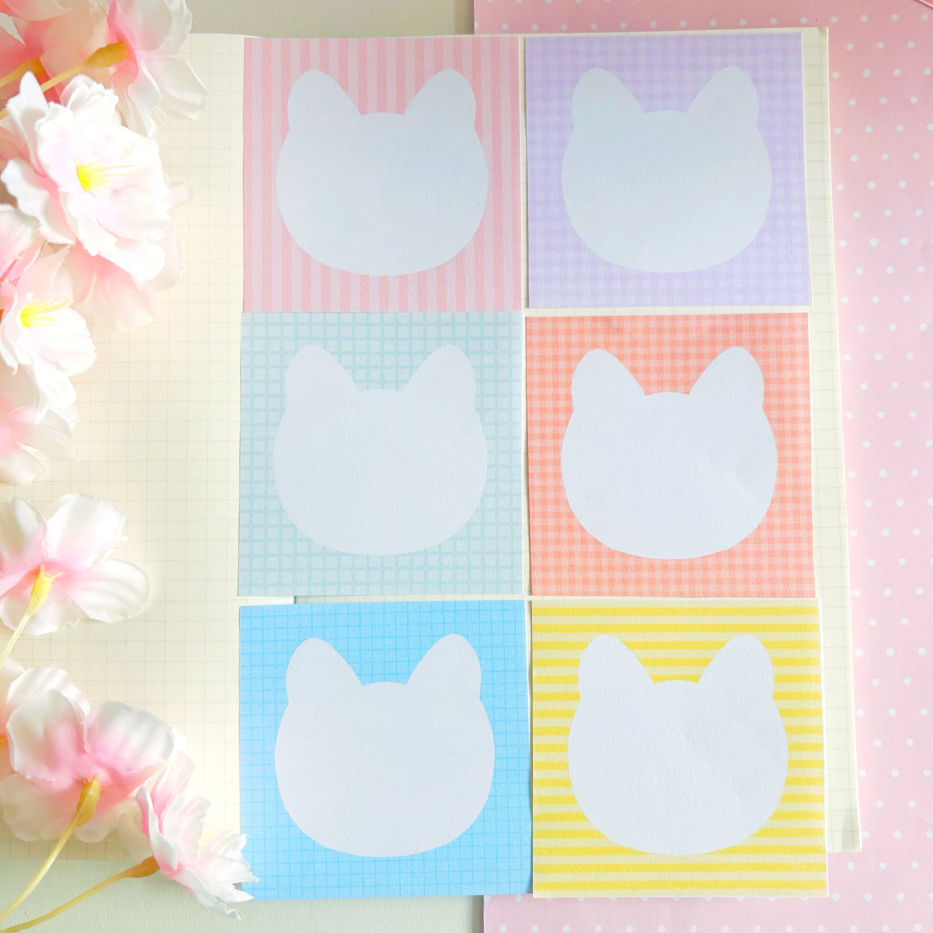 white kitty faces memo set, to do list note papers