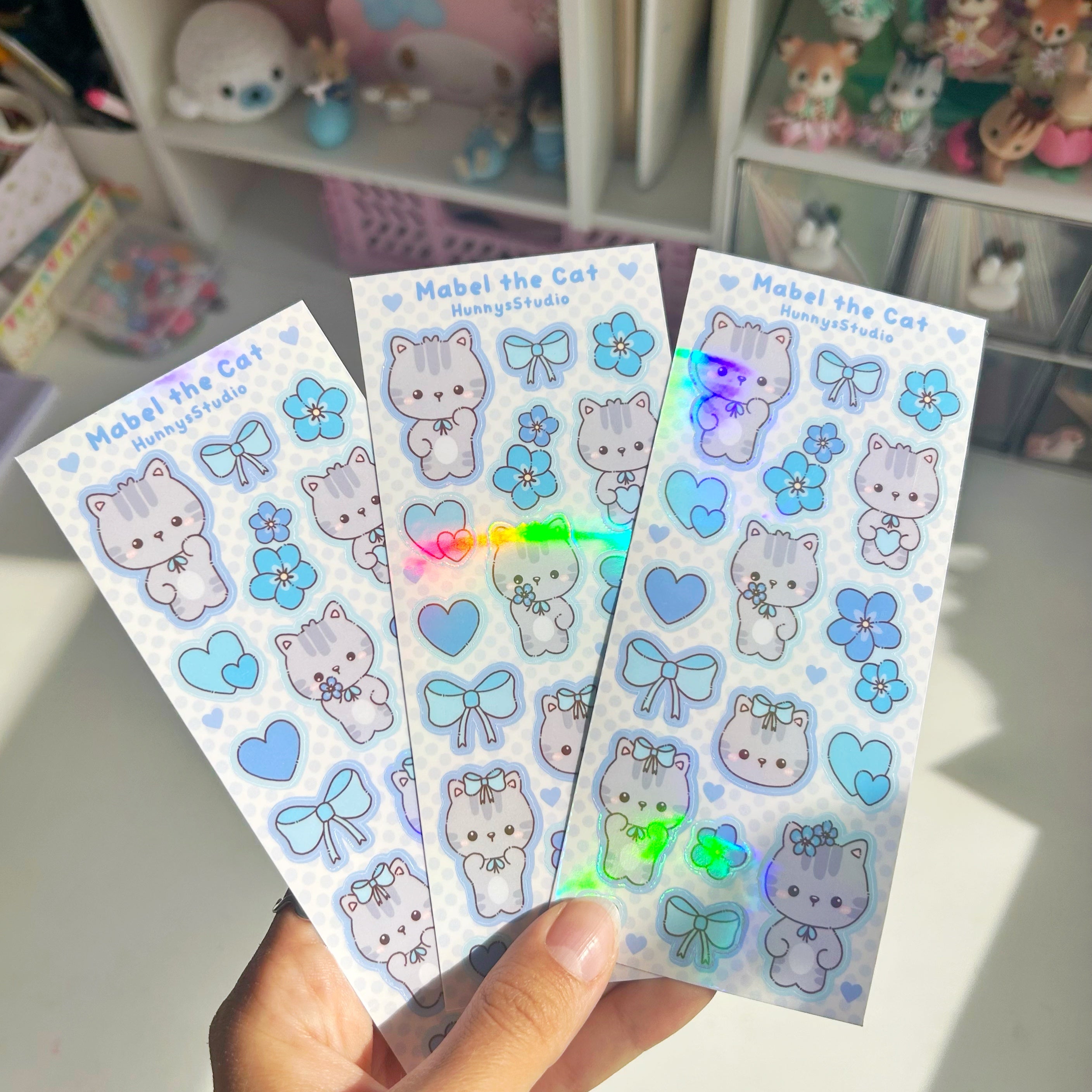 Mabel the cat vinyl holographic sticker sheet