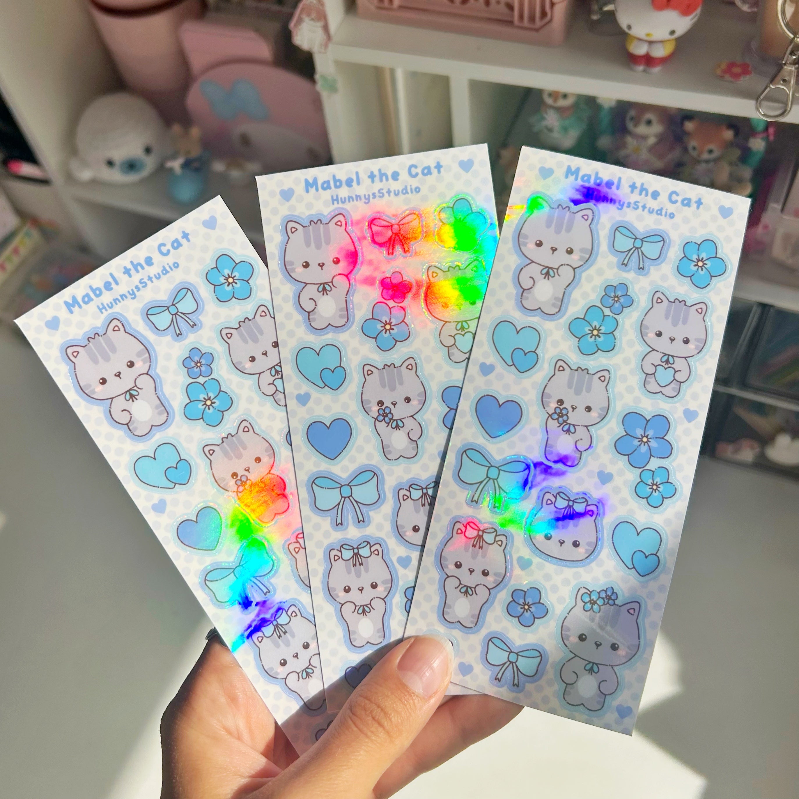 Mabel the cat vinyl holographic sticker sheet