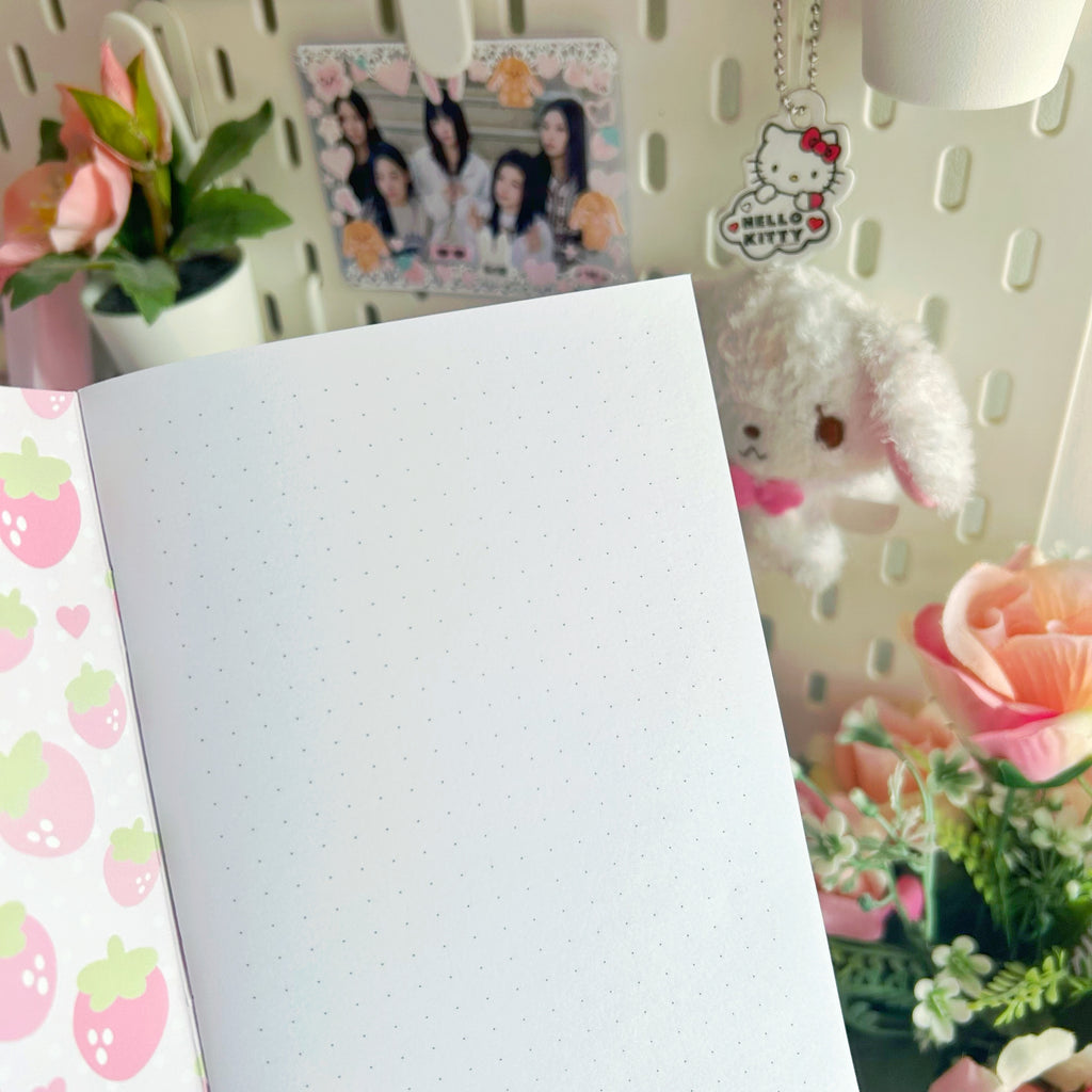 Strawberry A6 notebooks, mini dotted paper journals