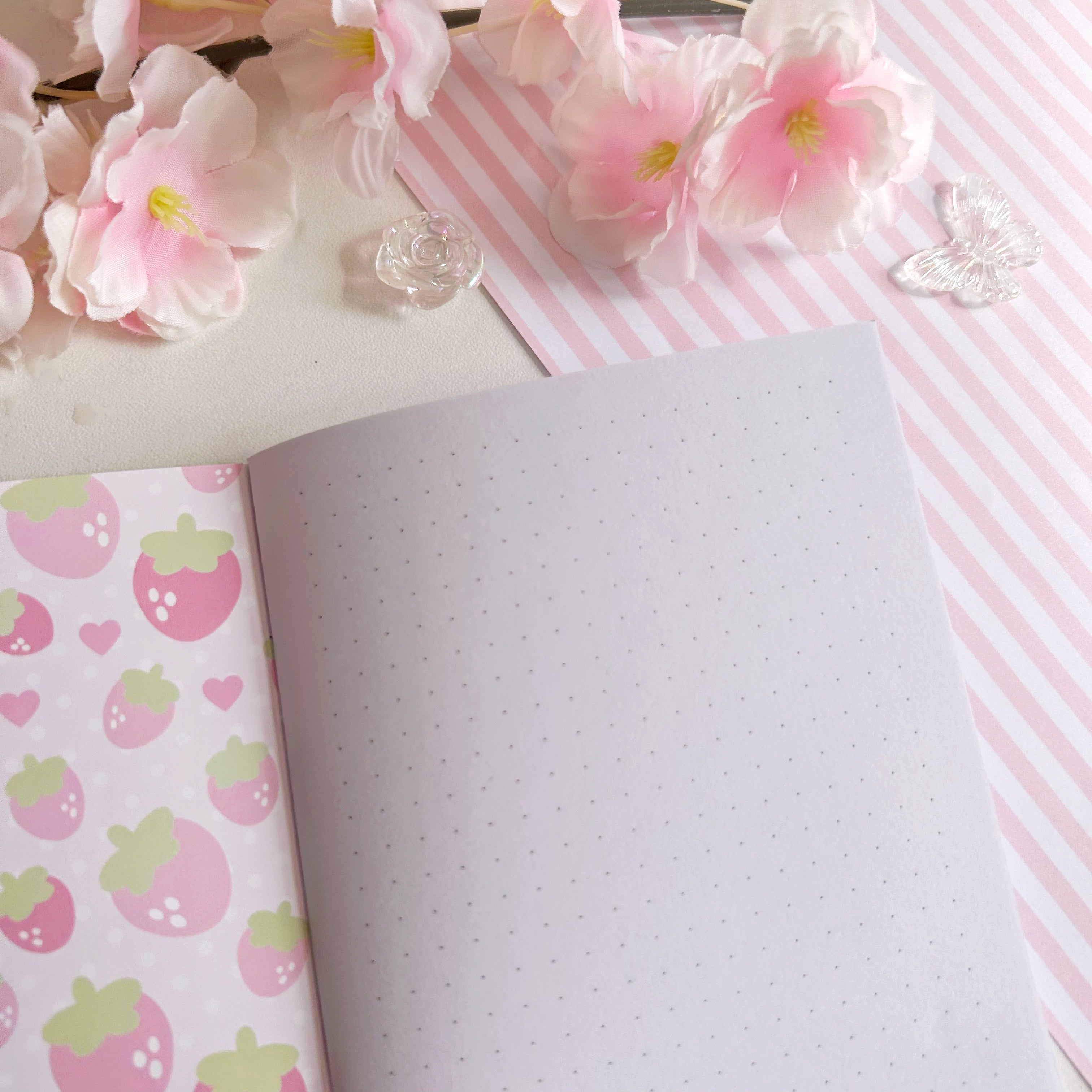 Strawberry A6 notebooks, mini dotted paper journals
