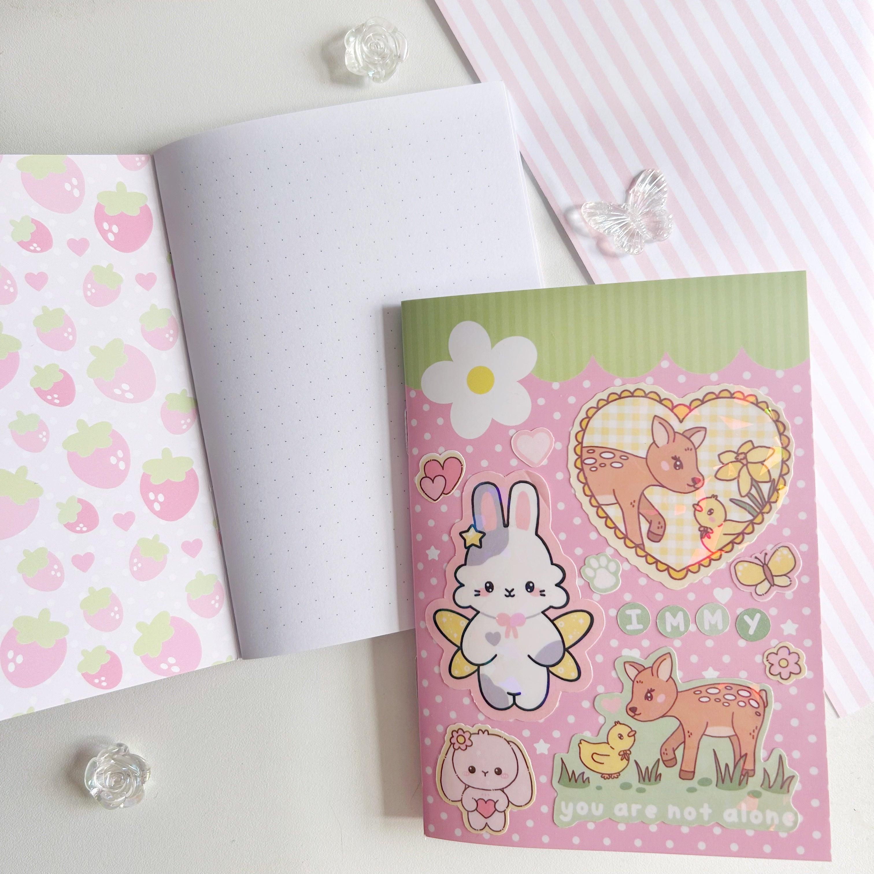 Strawberry A6 notebooks, mini dotted paper journals