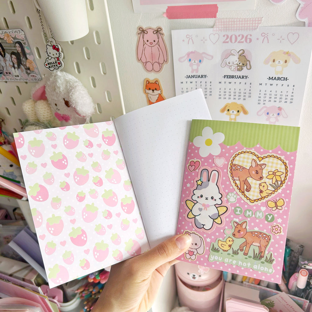 Strawberry A6 notebooks, mini dotted paper journals