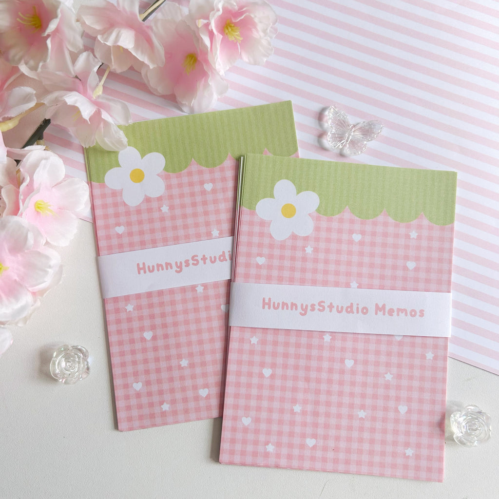 Strawberry A6 memos, pastel memo note papers set of 8