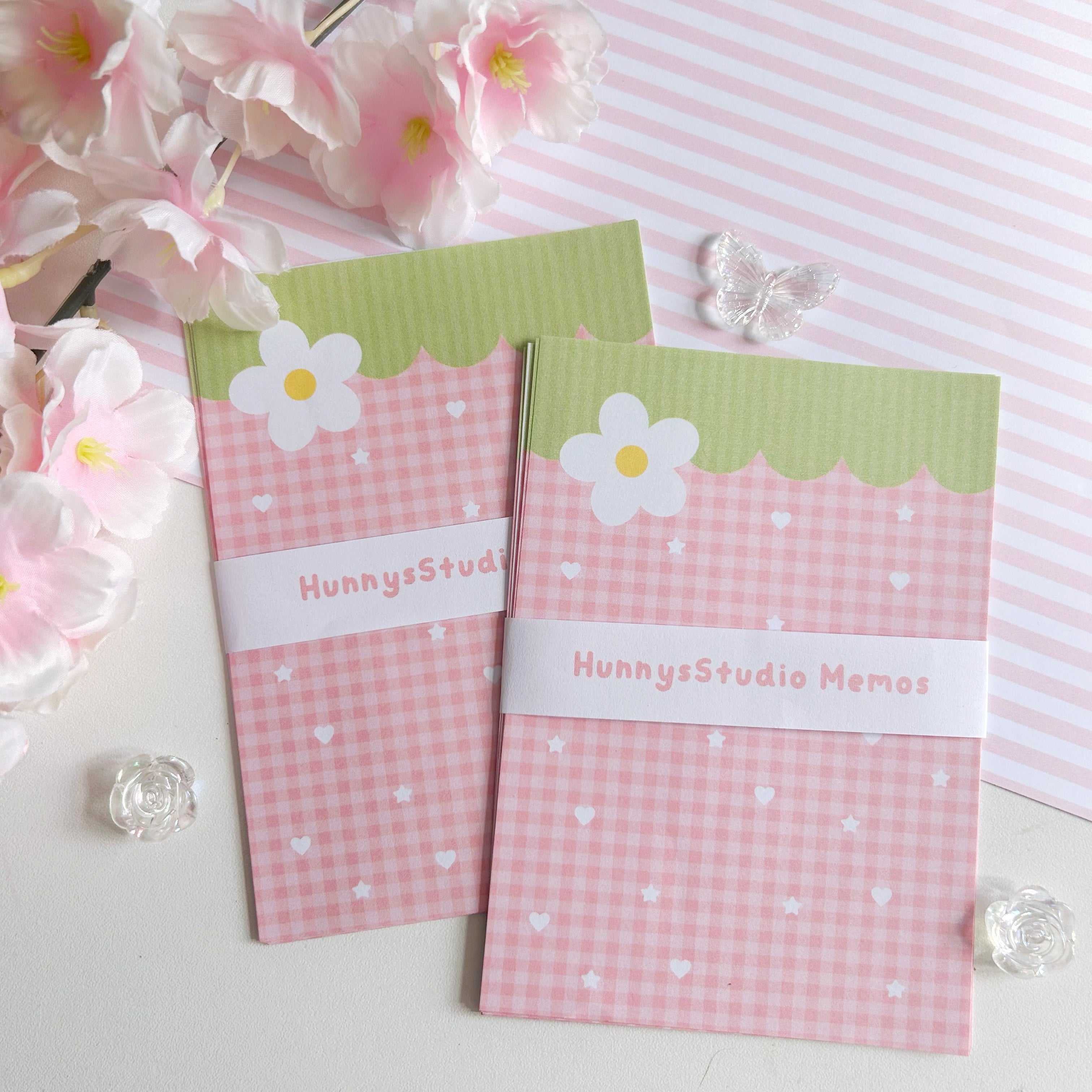 Strawberry A6 memos, pastel memo note papers set of 8