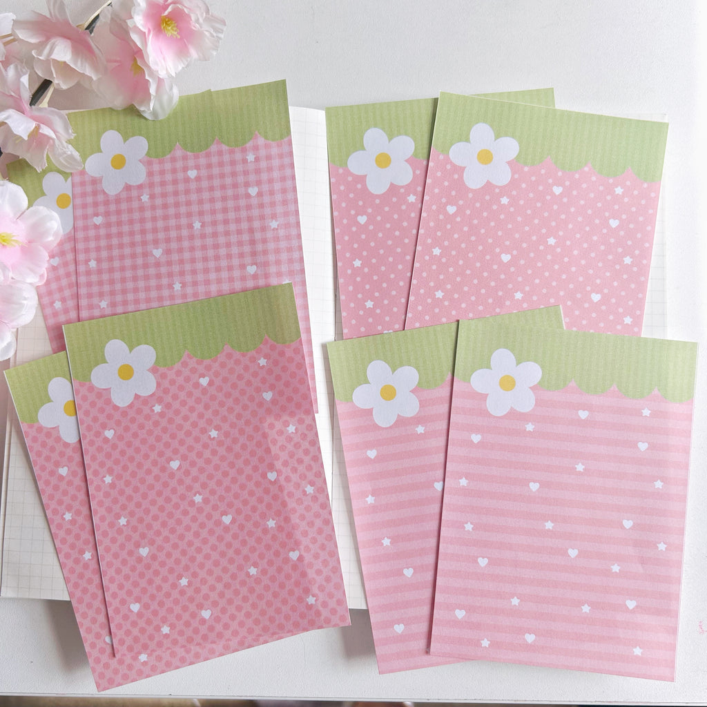 Strawberry A6 memos, pastel memo note papers set of 8