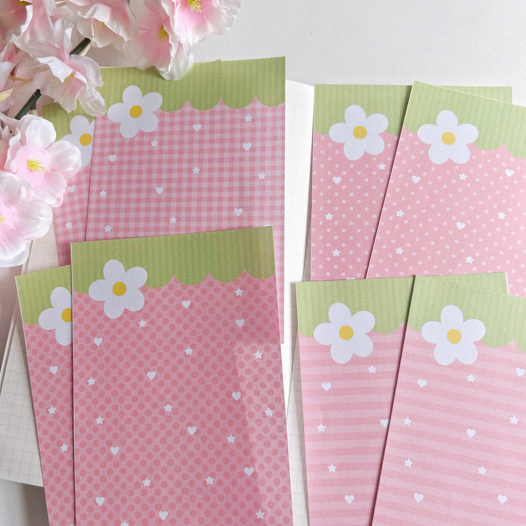 Strawberry A6 memos, pastel memo note papers set of 8