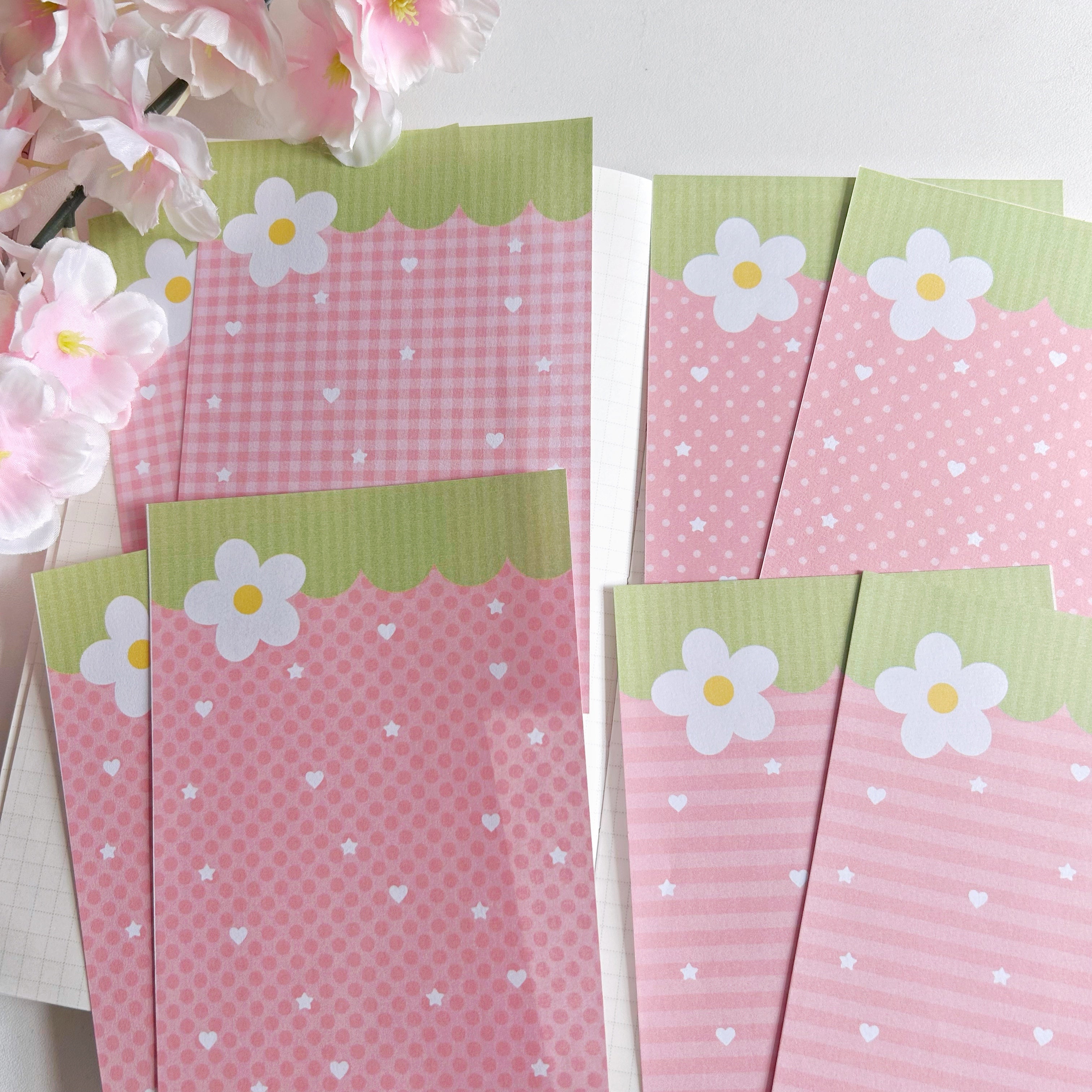 Strawberry A6 memos, pastel memo note papers set of 8