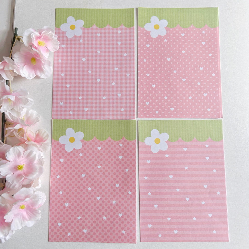 Strawberry A6 memos, pastel memo note papers set of 8