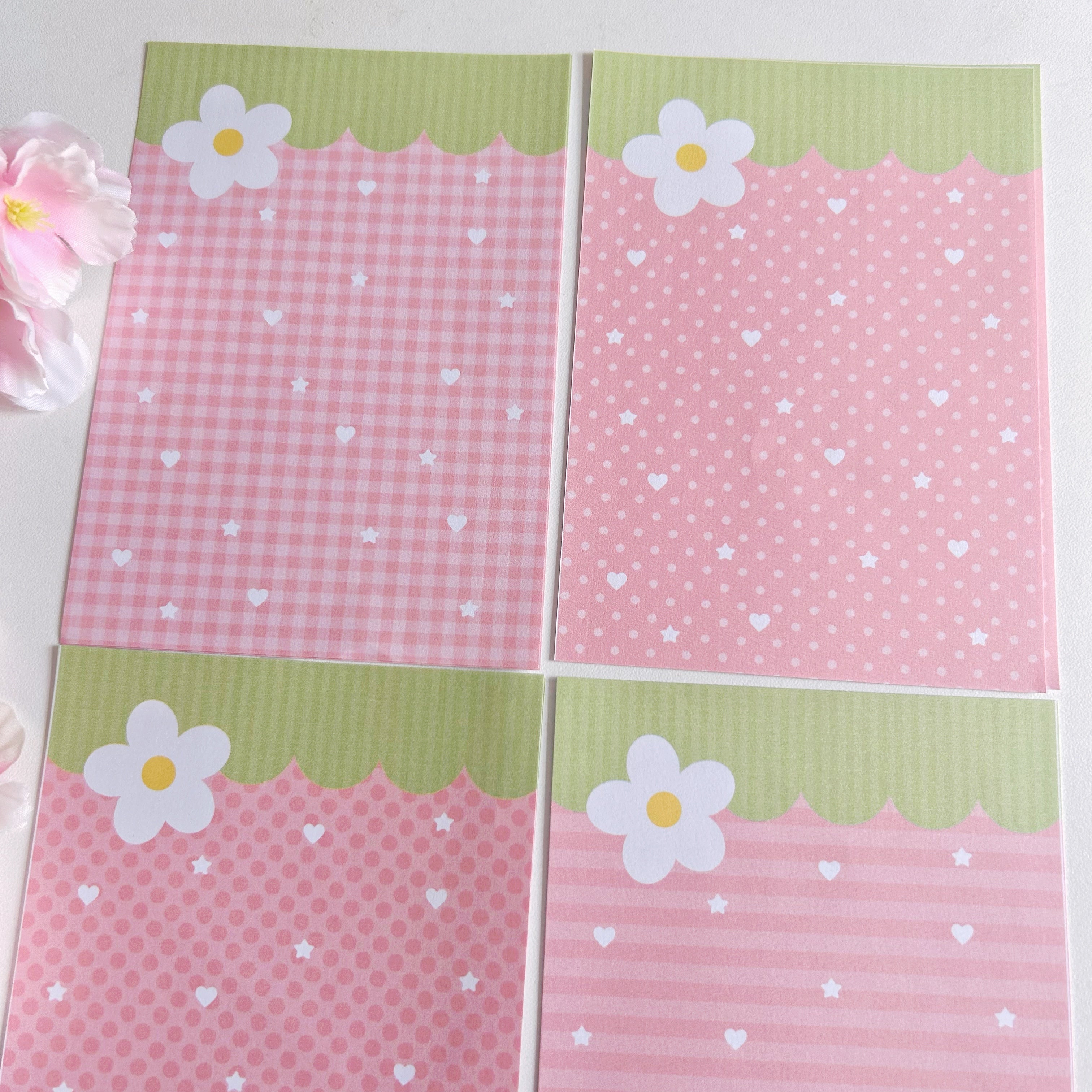 Strawberry A6 memos, pastel memo note papers set of 8