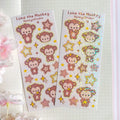 Luna the monkey vinyl holographic sticker sheet