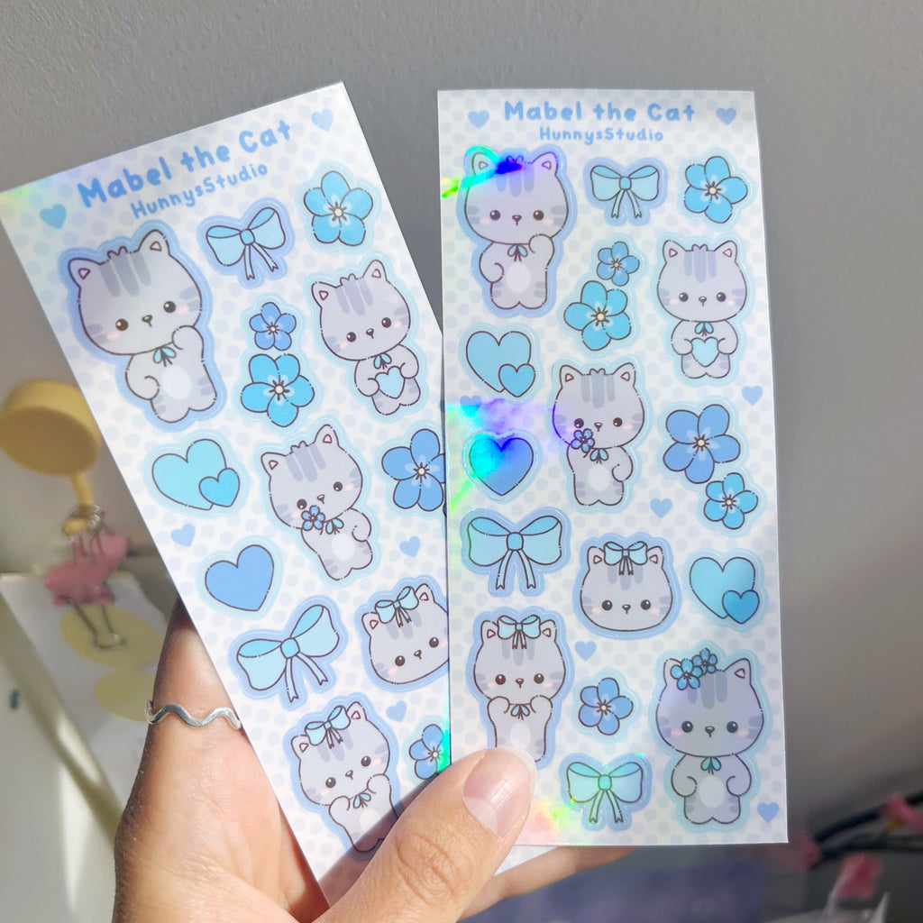 Mabel the cat vinyl holographic sticker sheet