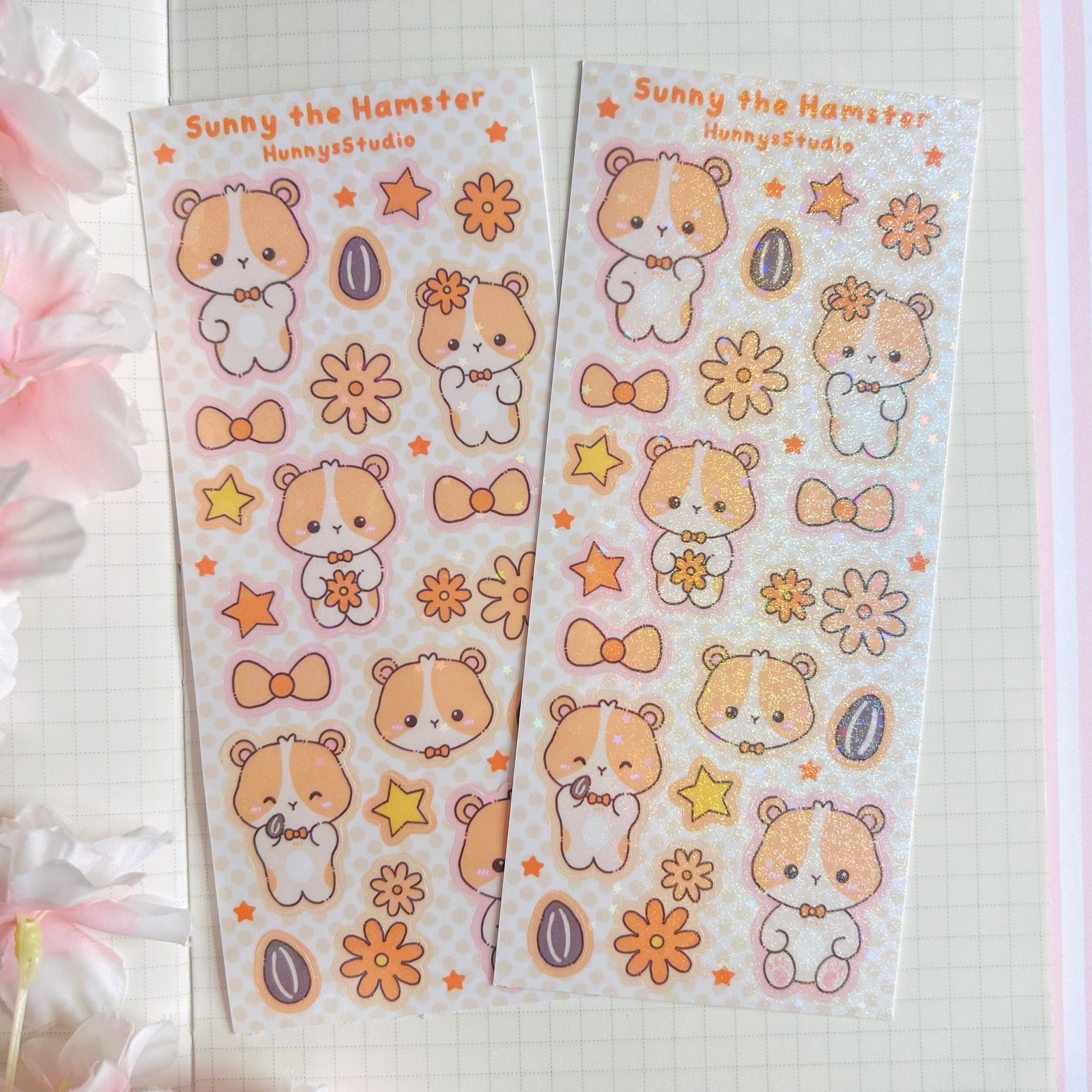 Sunny the hamster vinyl holographic sticker sheet