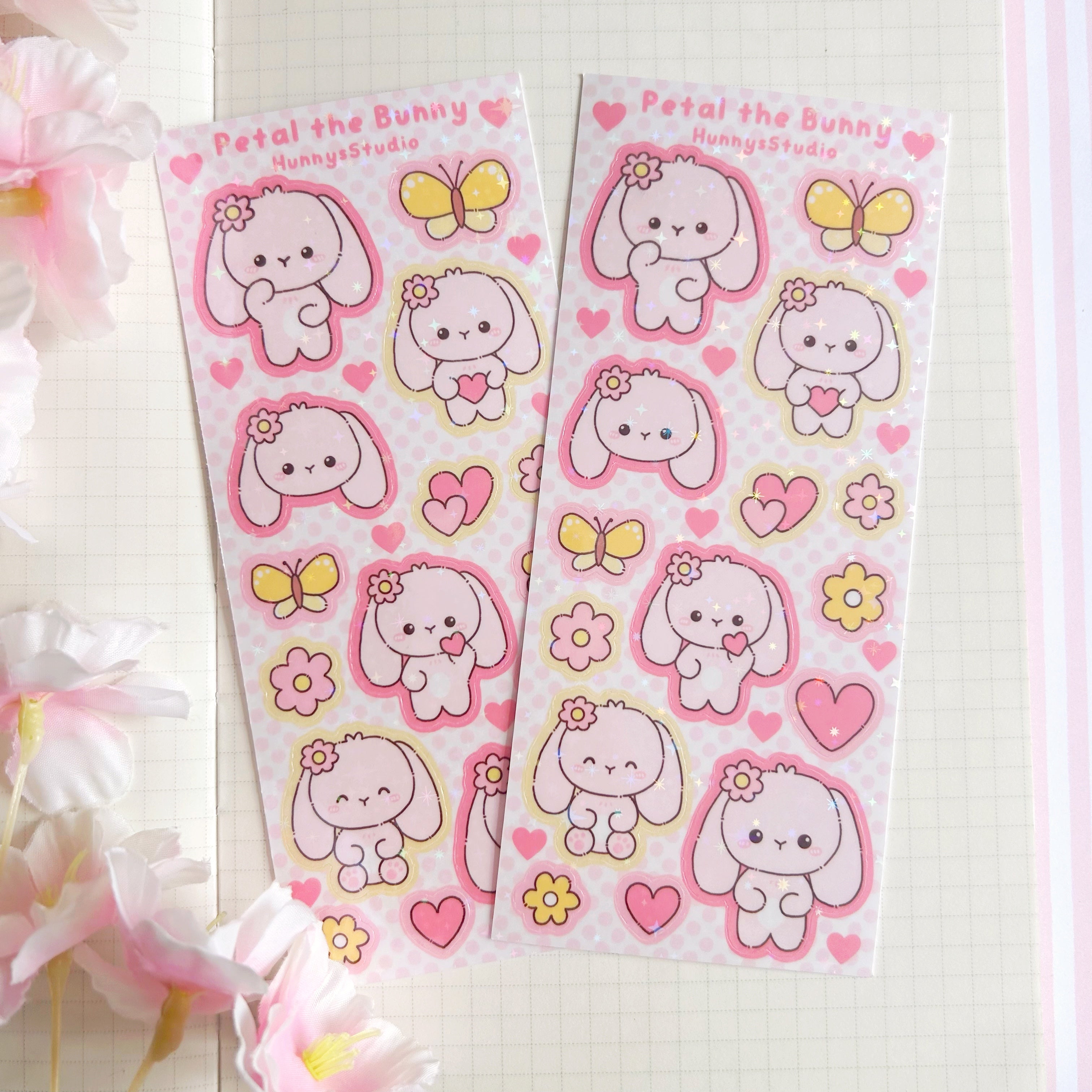 Petal the bunny vinyl holographic sticker sheet