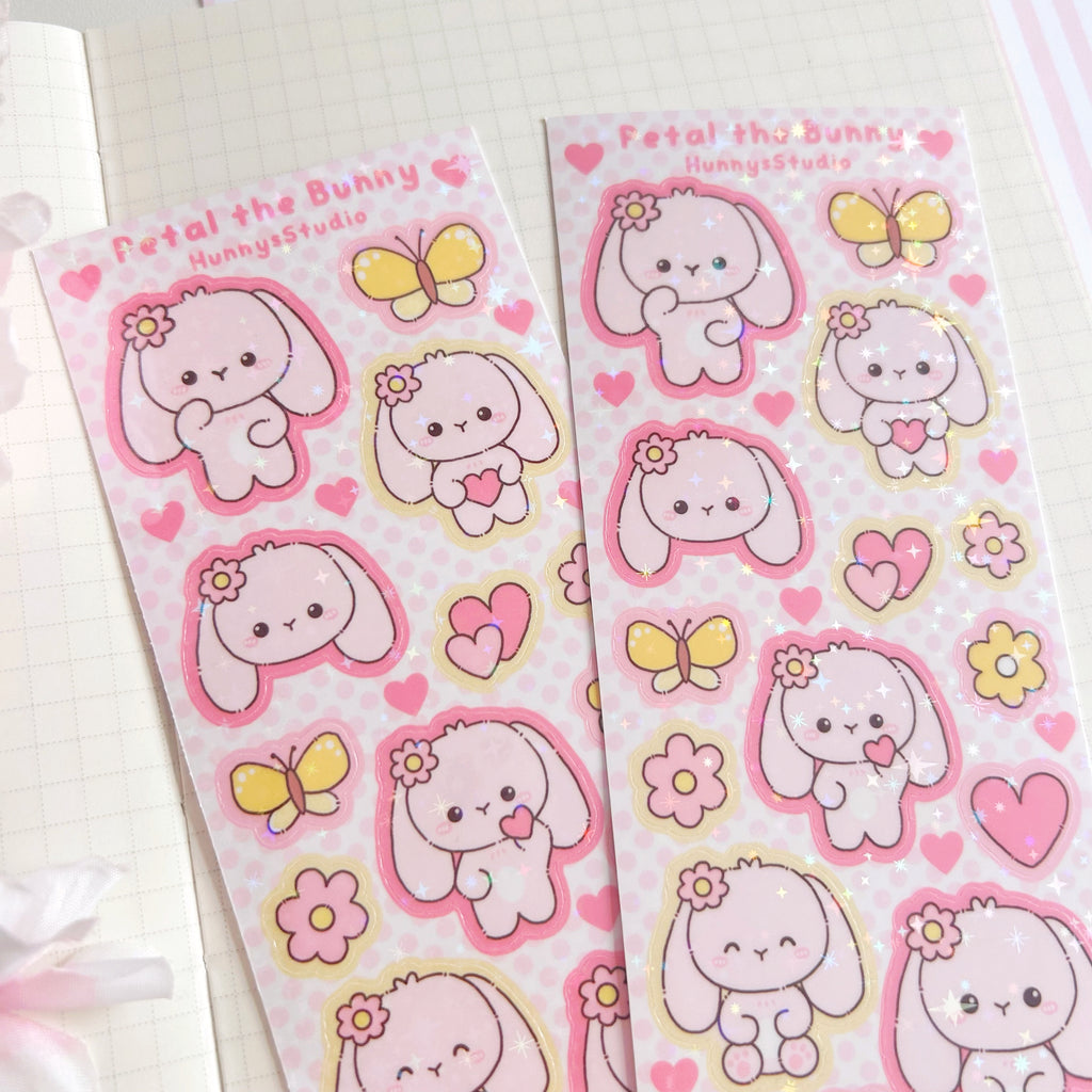 Petal the bunny vinyl holographic sticker sheet