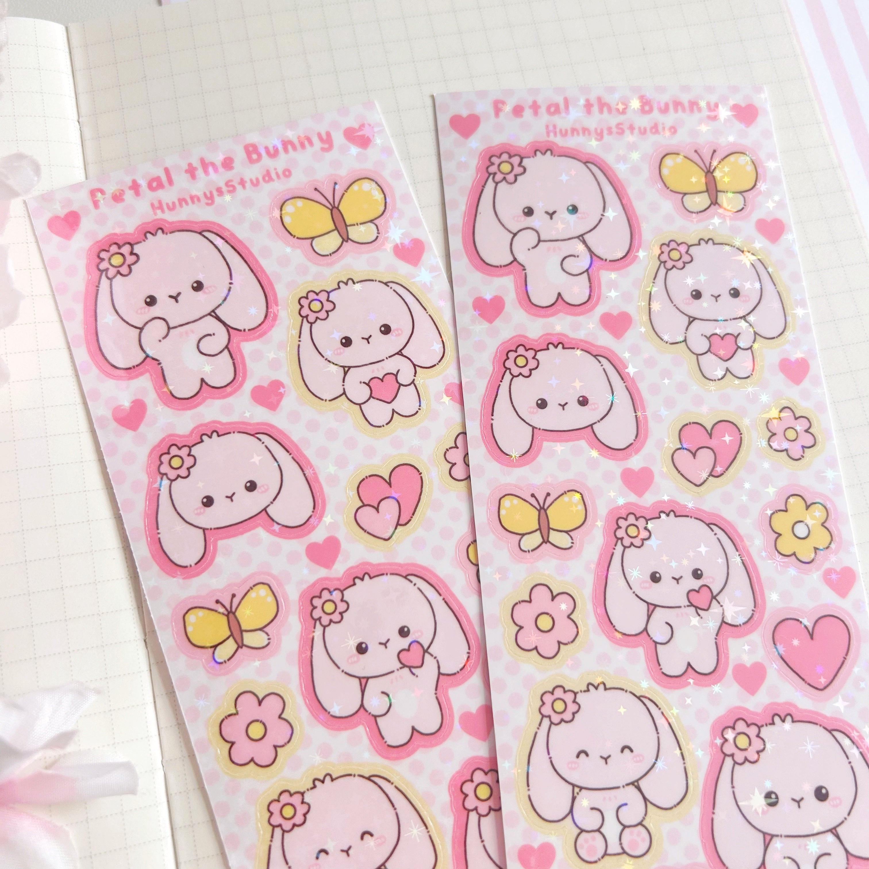 Petal the bunny vinyl holographic sticker sheet