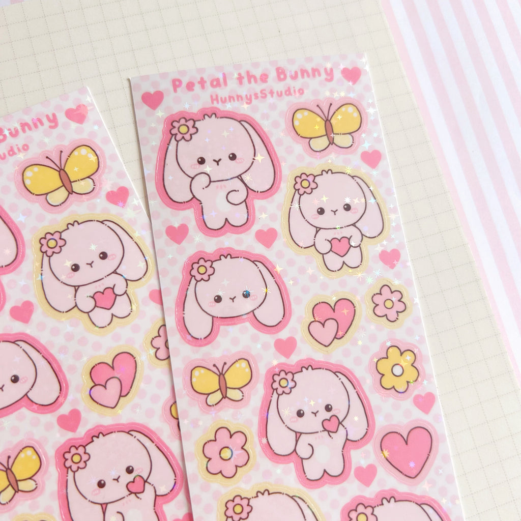 Petal the bunny vinyl holographic sticker sheet