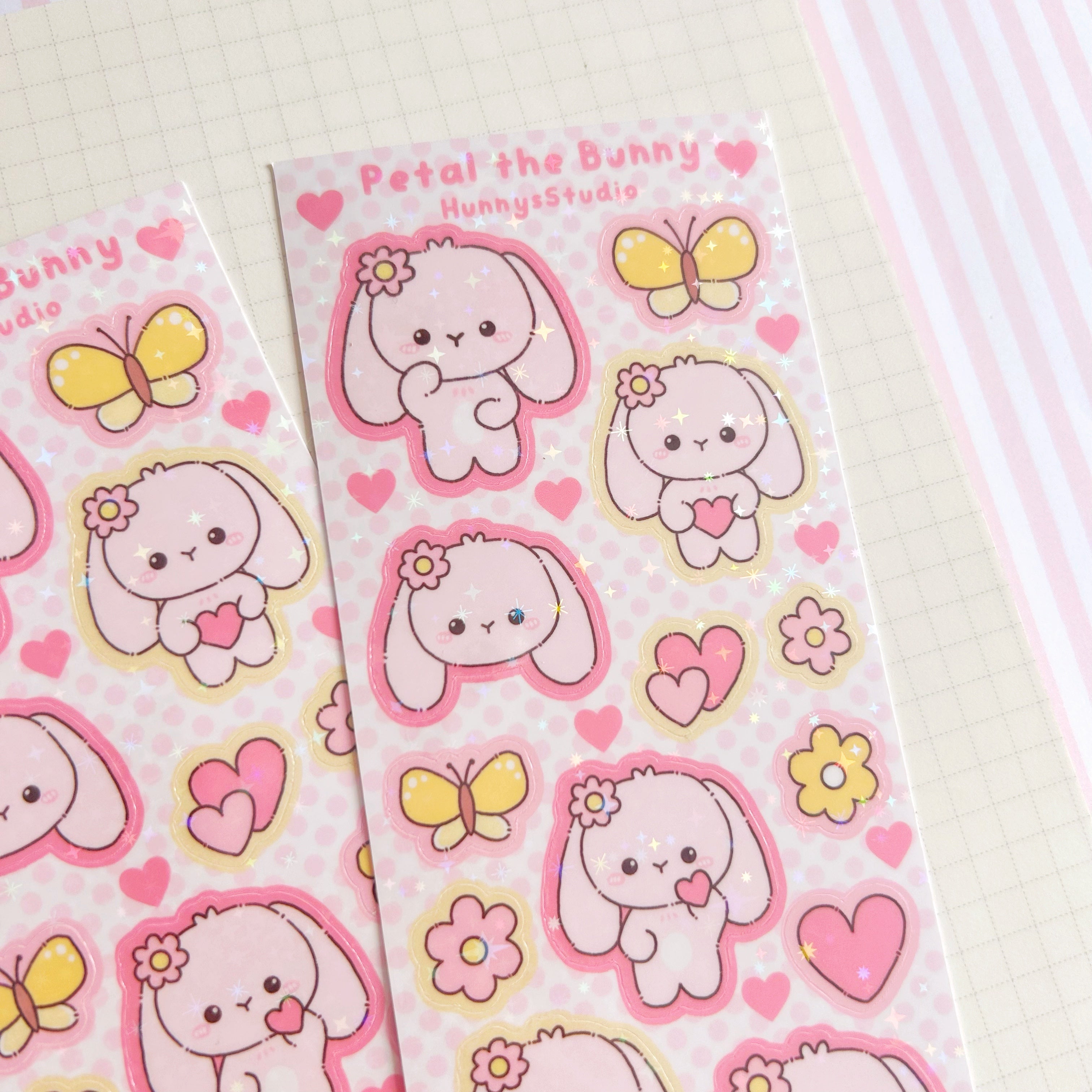 Petal the bunny vinyl holographic sticker sheet