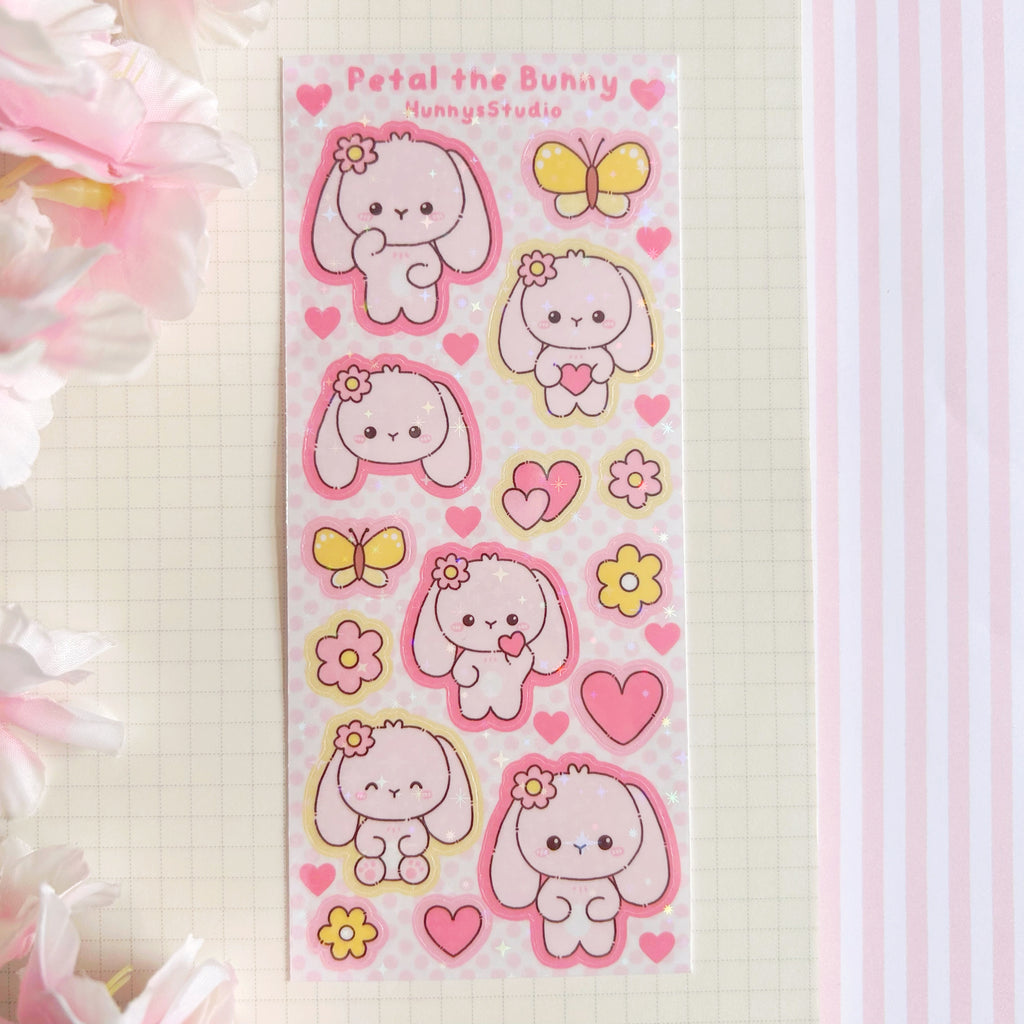 Petal the bunny vinyl holographic sticker sheet