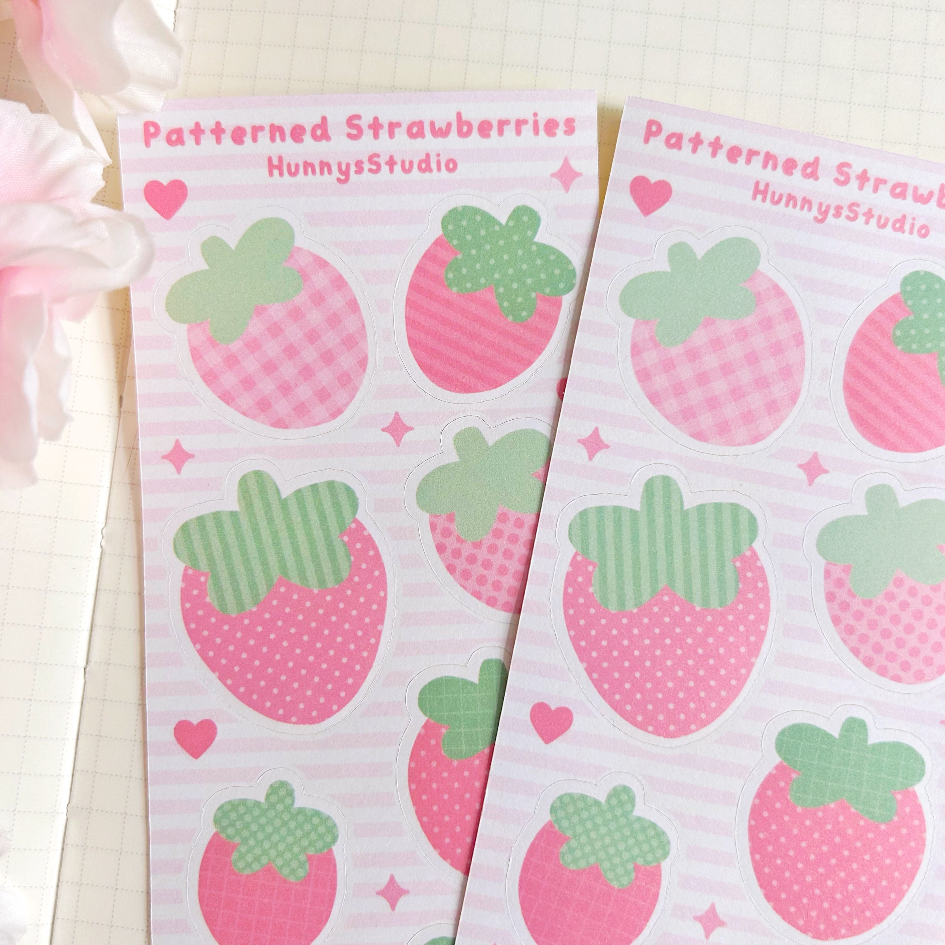 patterned strawberries matte sticker sheet