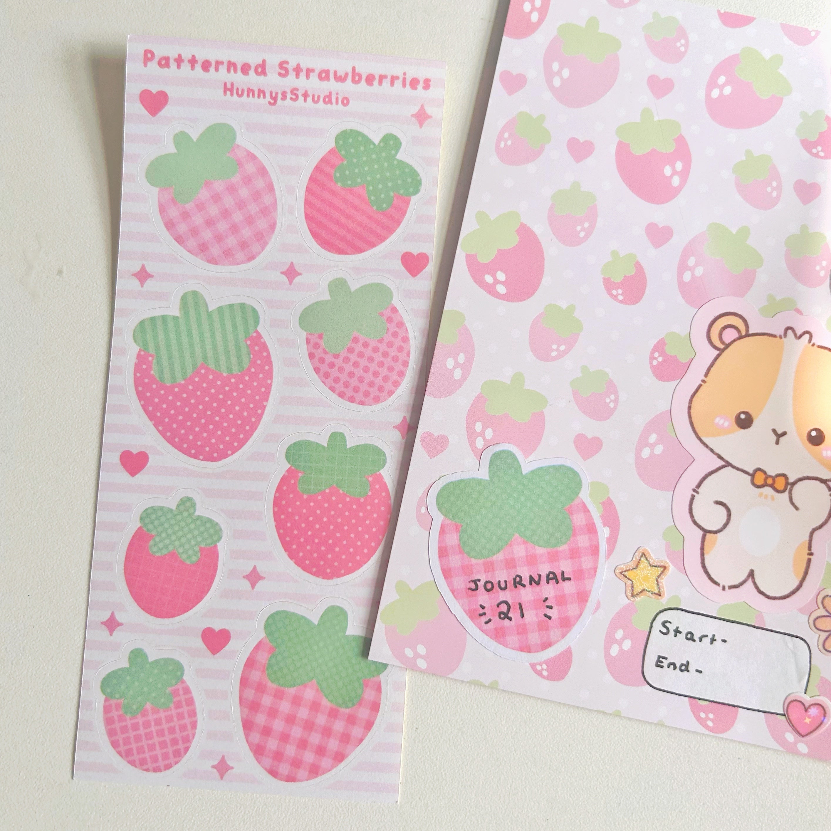 patterned strawberries matte sticker sheet