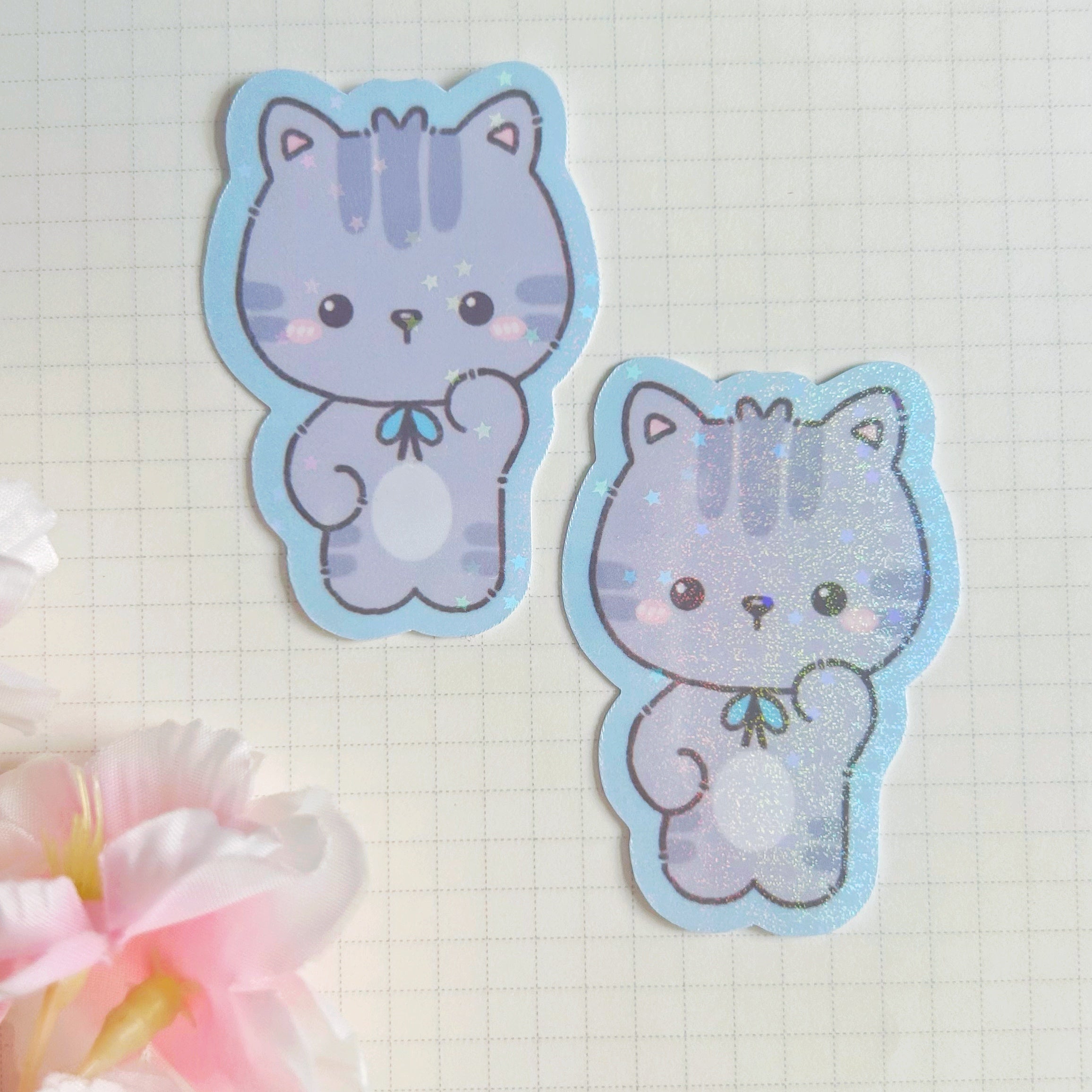 Die cut animal buddies large vinyl holographic stickers