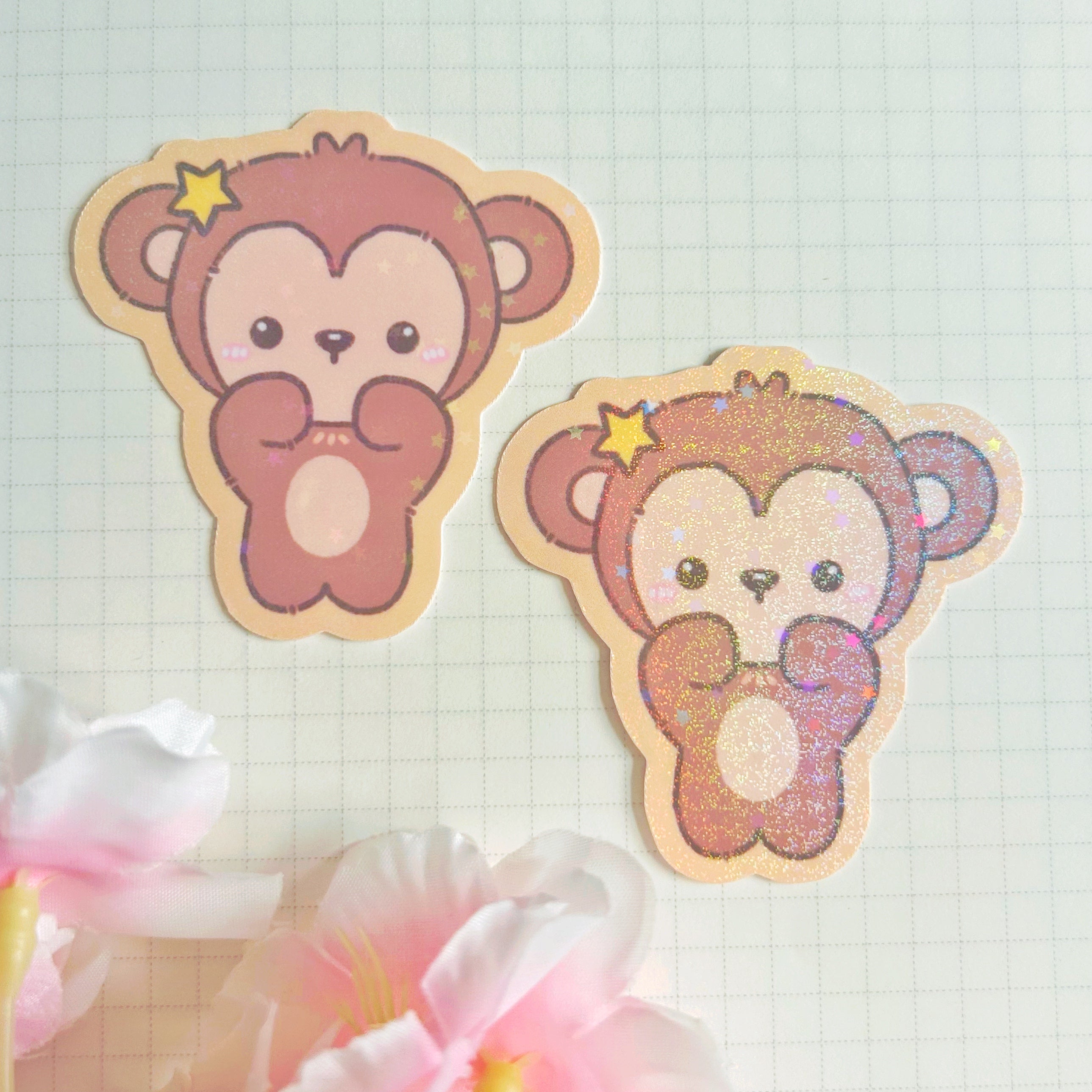 Die cut animal buddies large vinyl holographic stickers