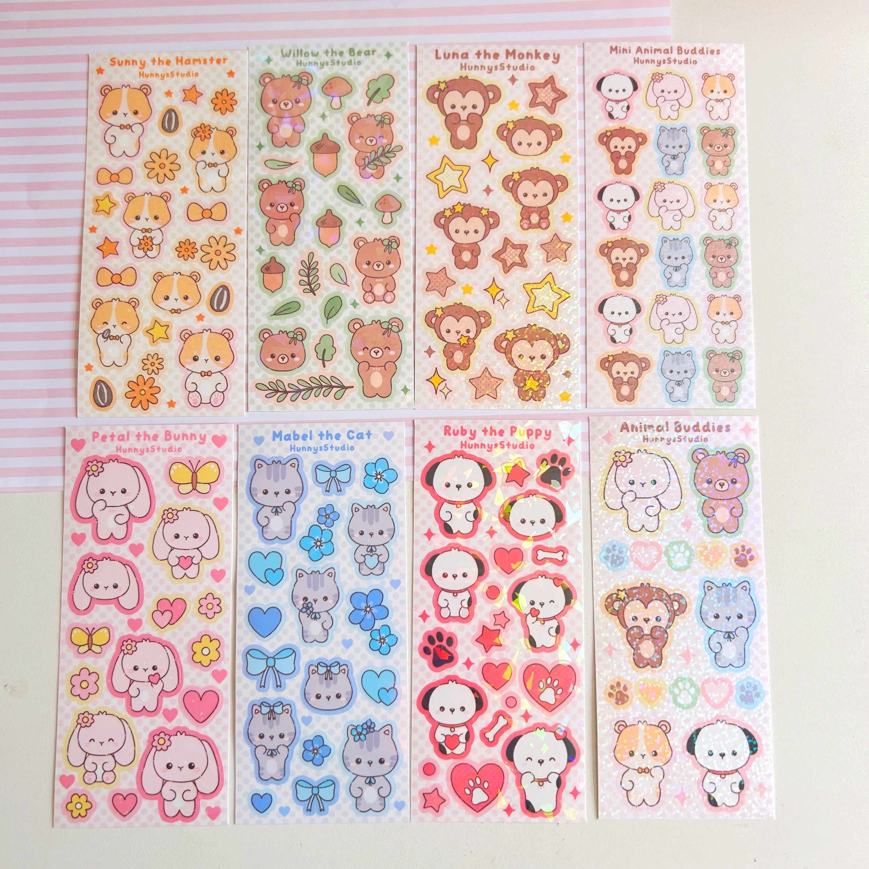 Animal buddies vinyl holographic sticker sheet