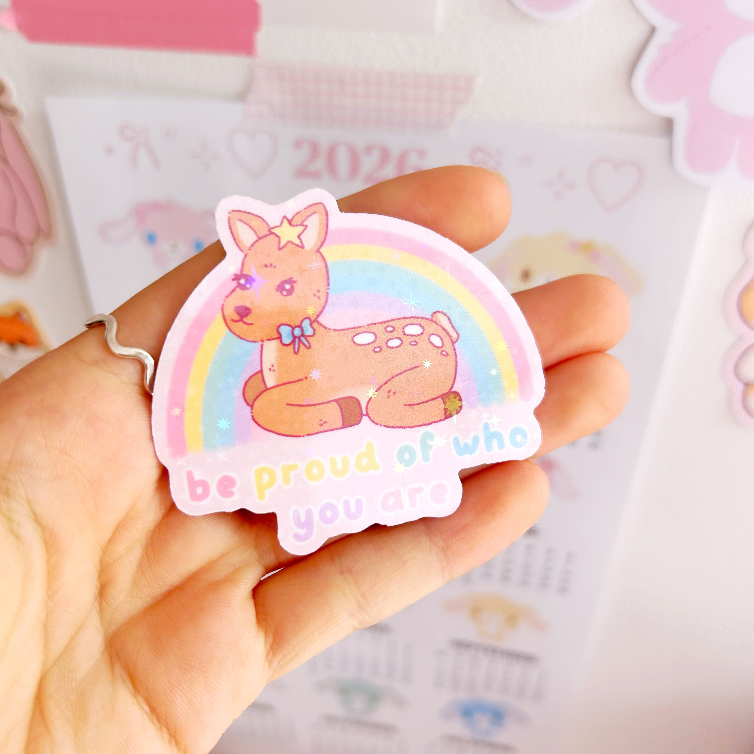 Be proud of who you are (pride) die cut vinyl holographic sticker