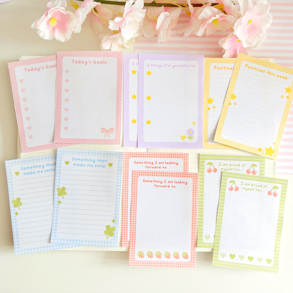 Gratitude, mental health memo set, to do list note papers