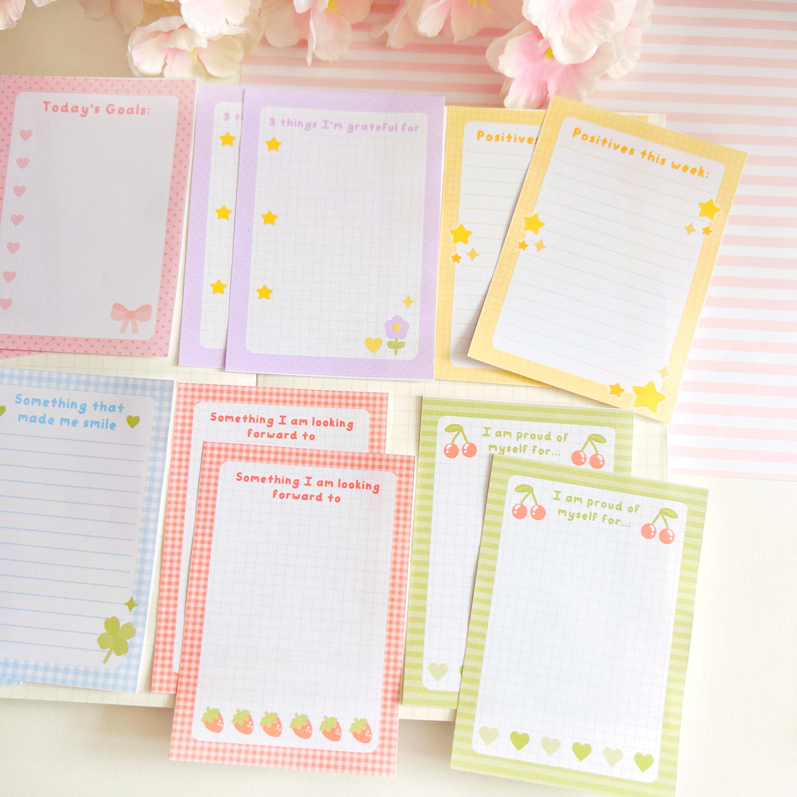 Gratitude, mental health memo set, to do list note papers