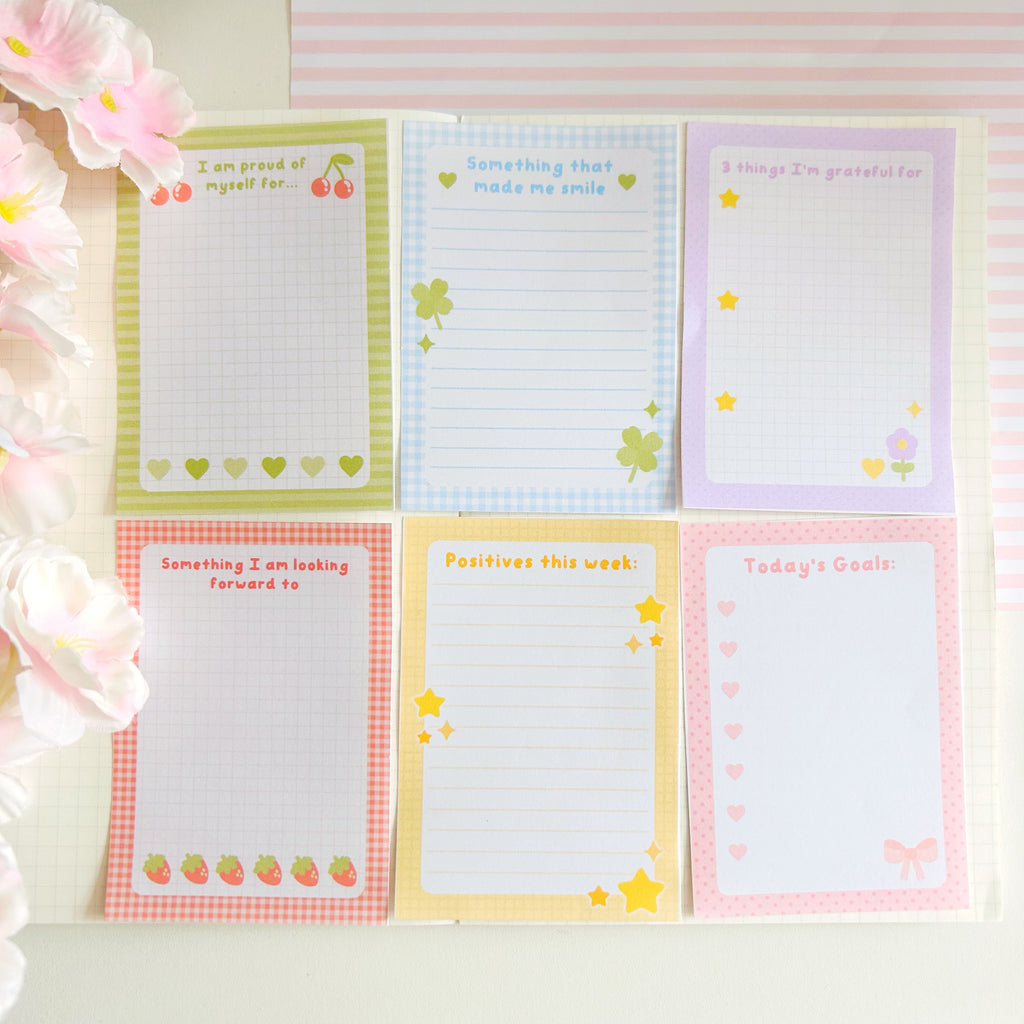 Gratitude, mental health memo set, to do list note papers
