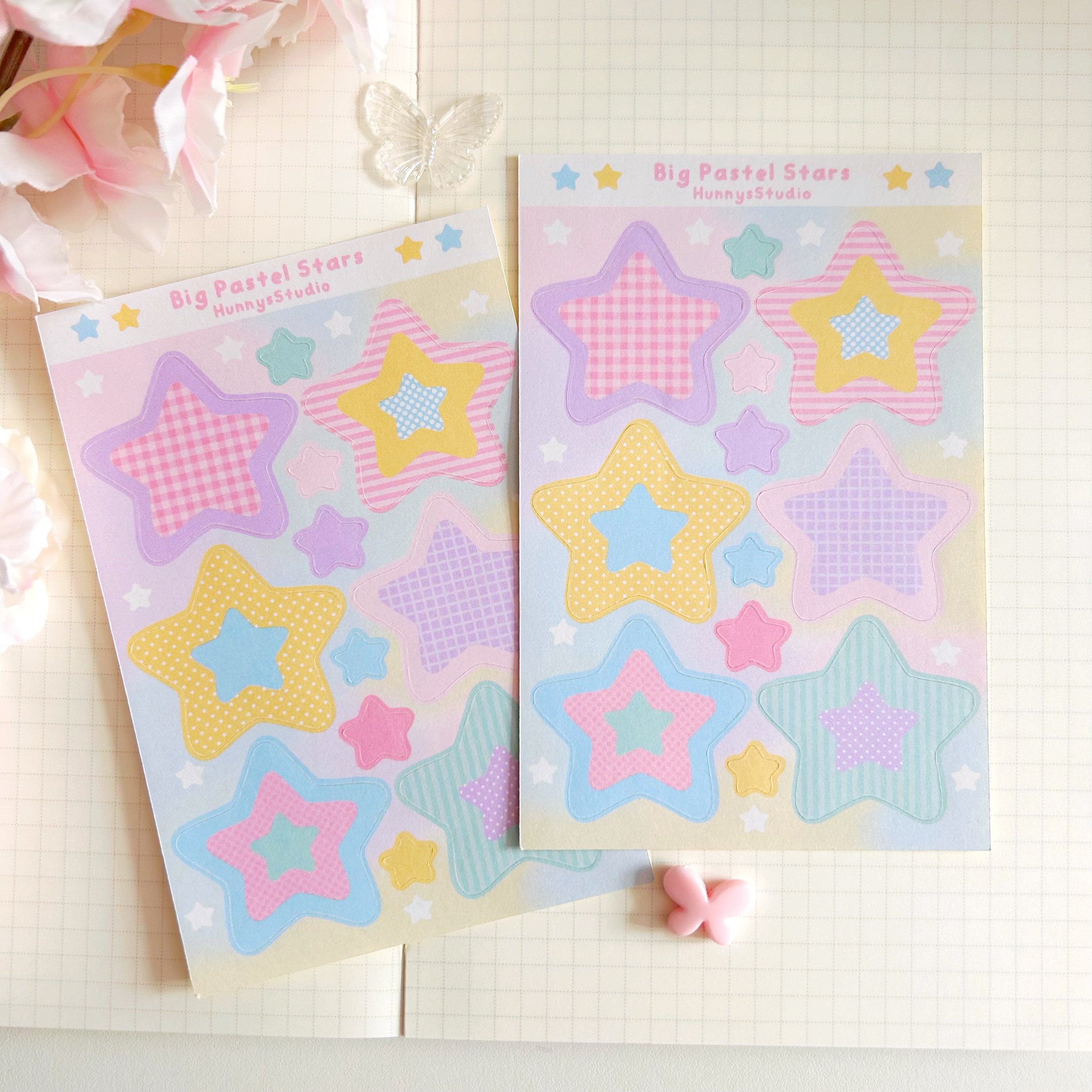 Big pastel stars matte sticker sheet
