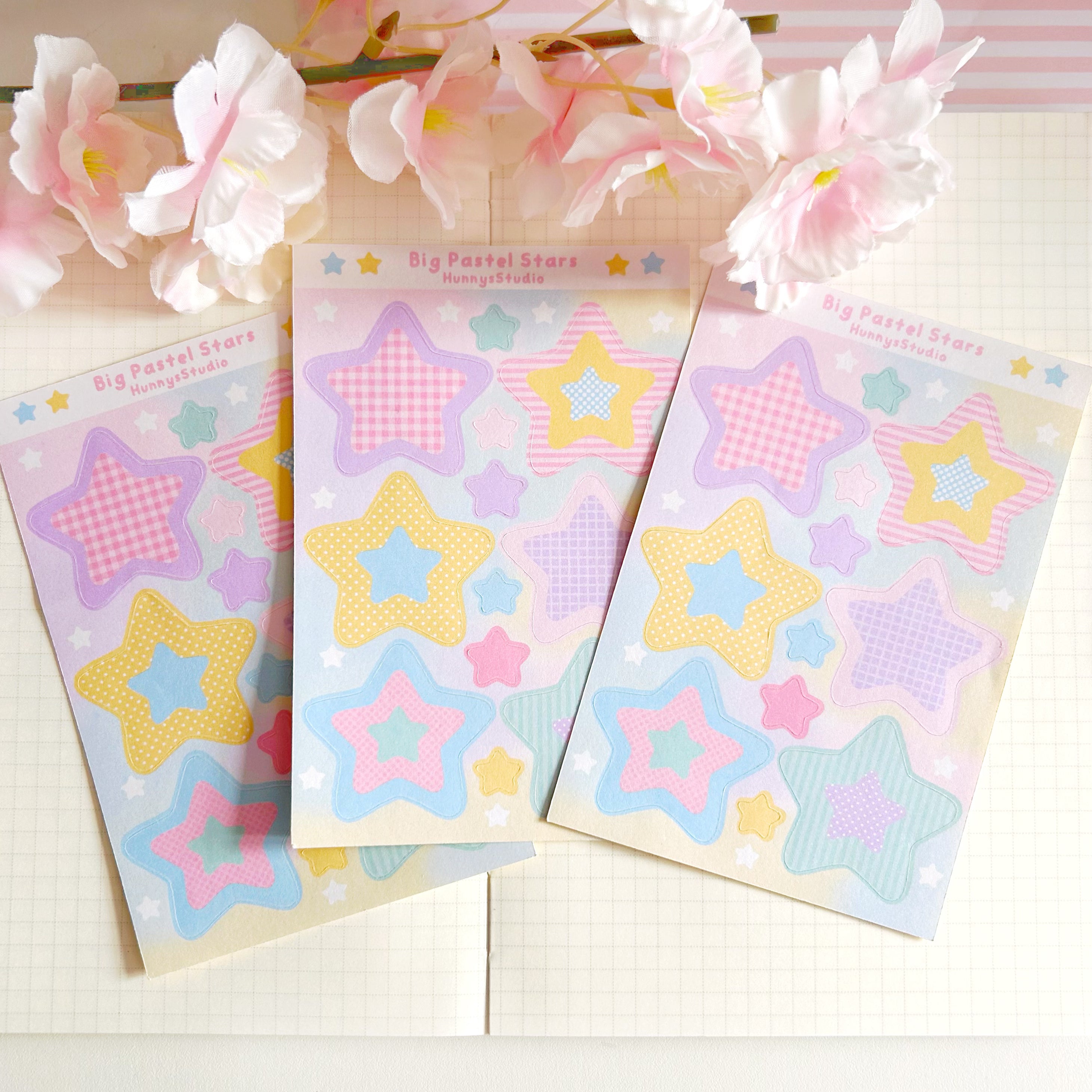 Big pastel stars matte sticker sheet