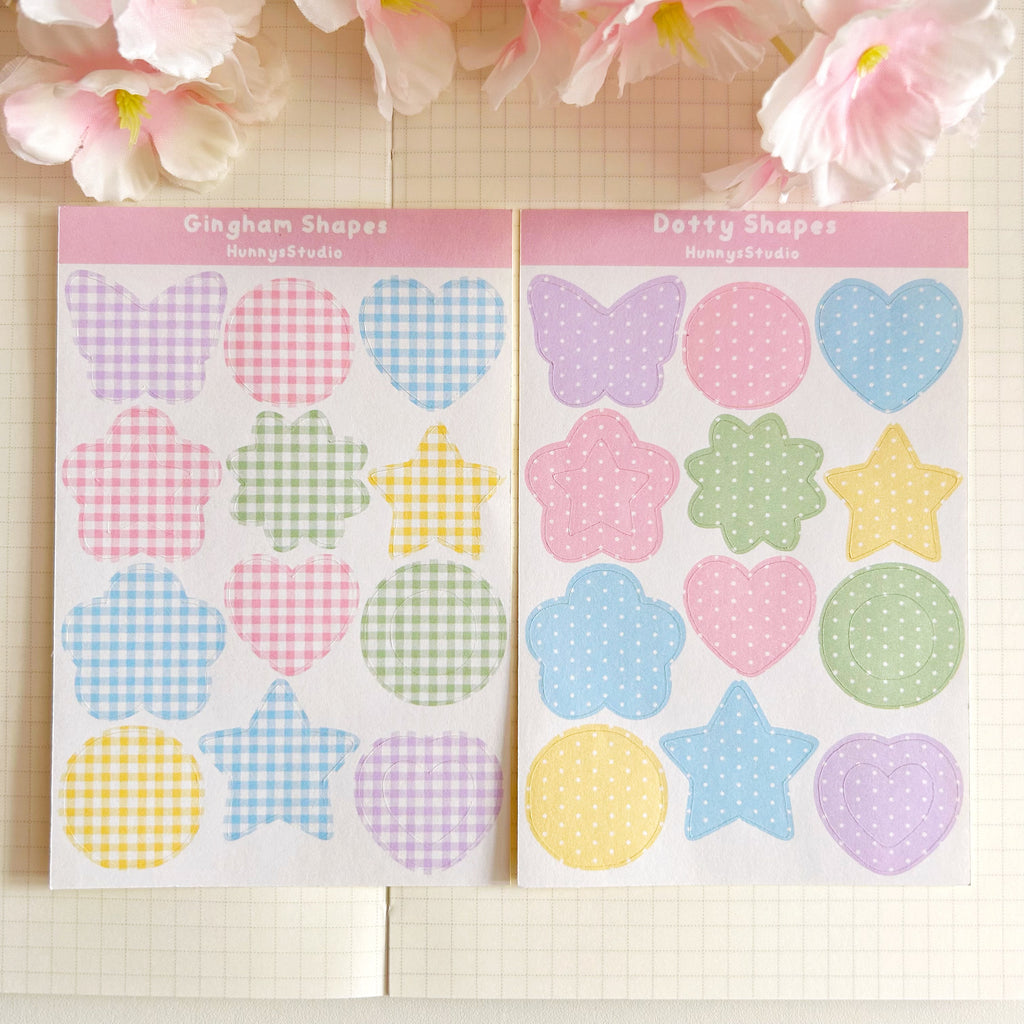 Gingham shapes matte sticker sheet