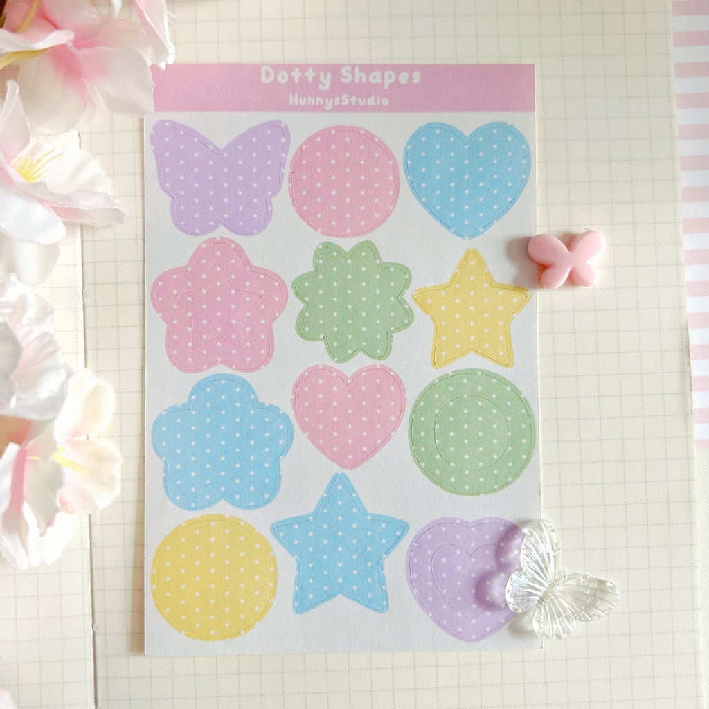 Dotty shapes matte sticker sheet