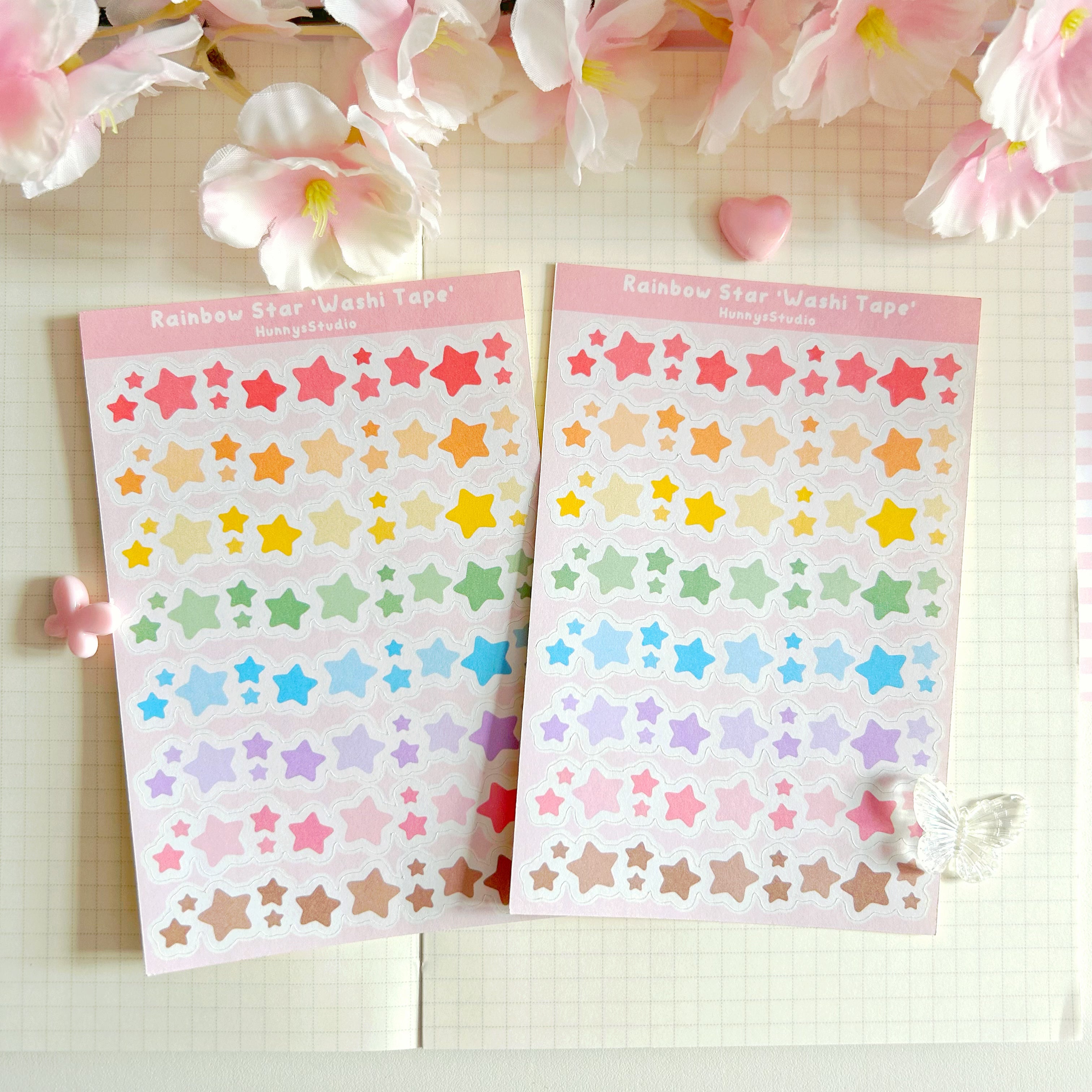 Rainbow star 'washi tape' matte sticker sheet