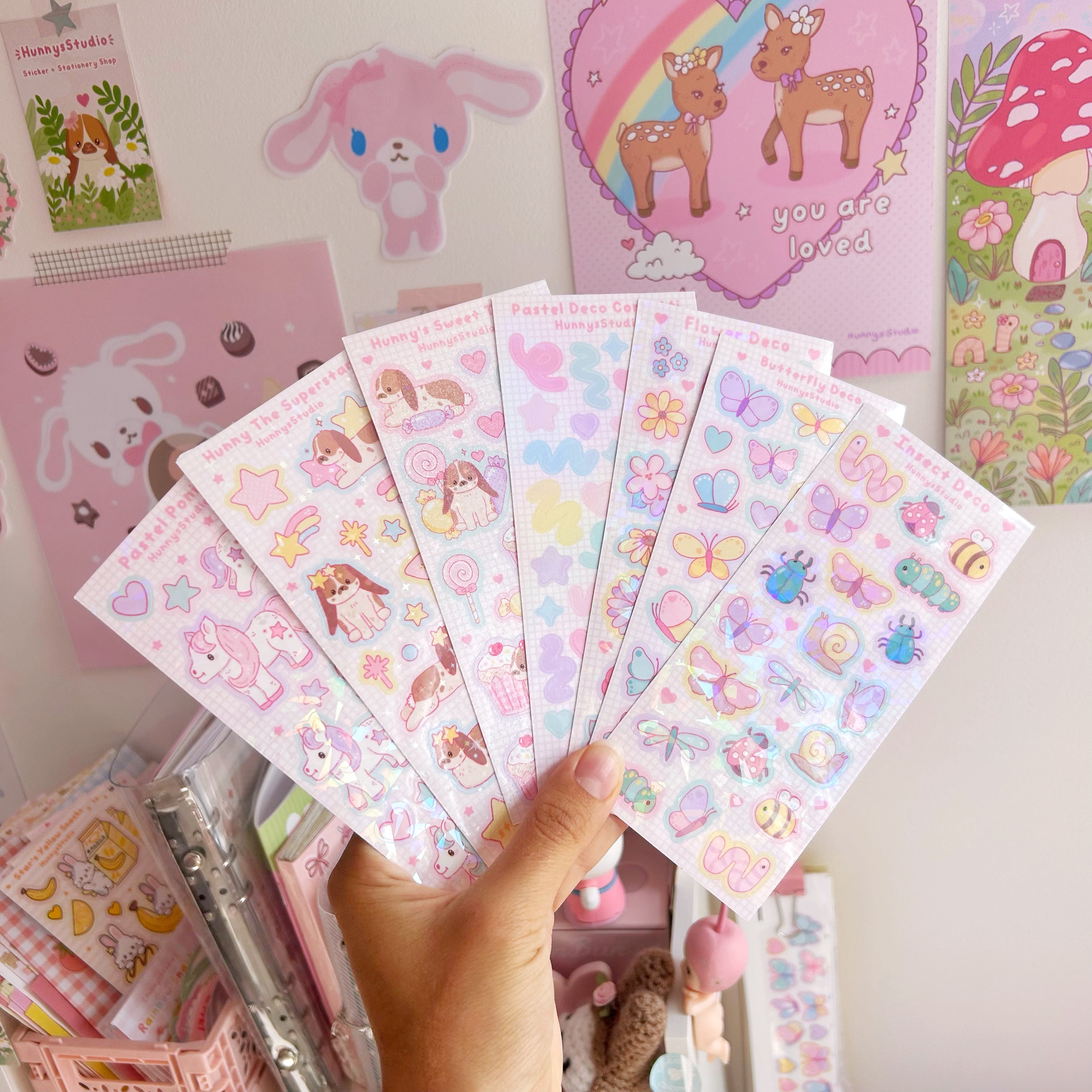 Hunny's Sweet Treat vinyl holographic sticker sheet