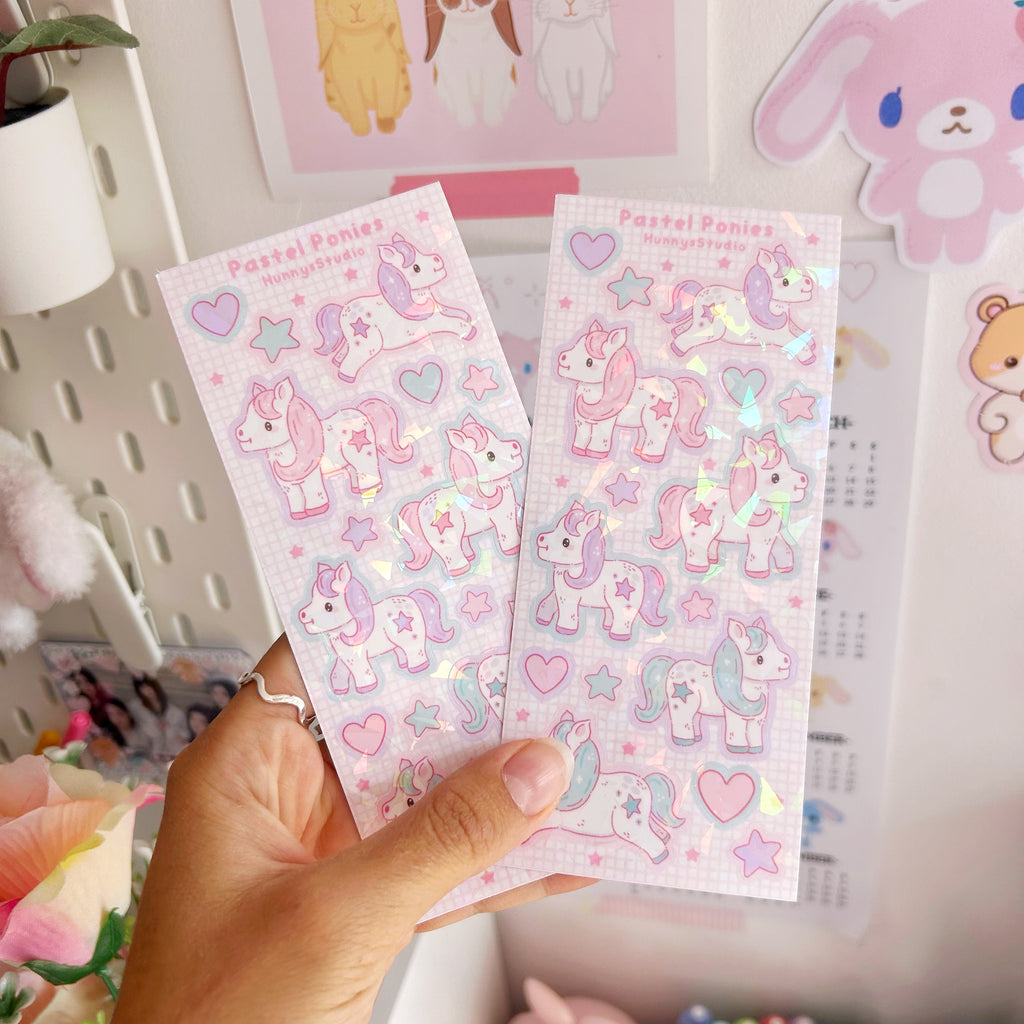 Pastel Ponies vinyl holographic sticker sheet