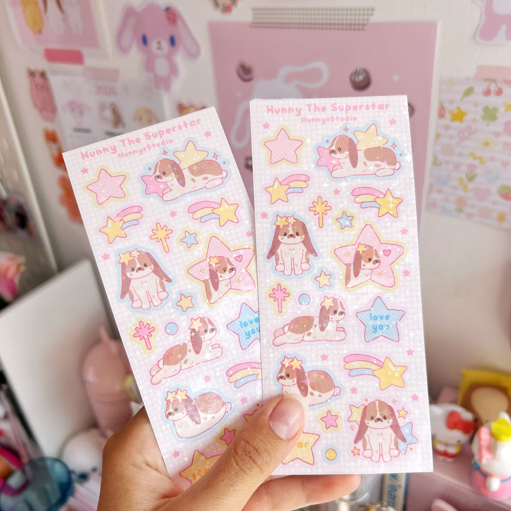 Hunny the Superstar vinyl holographic sticker sheet
