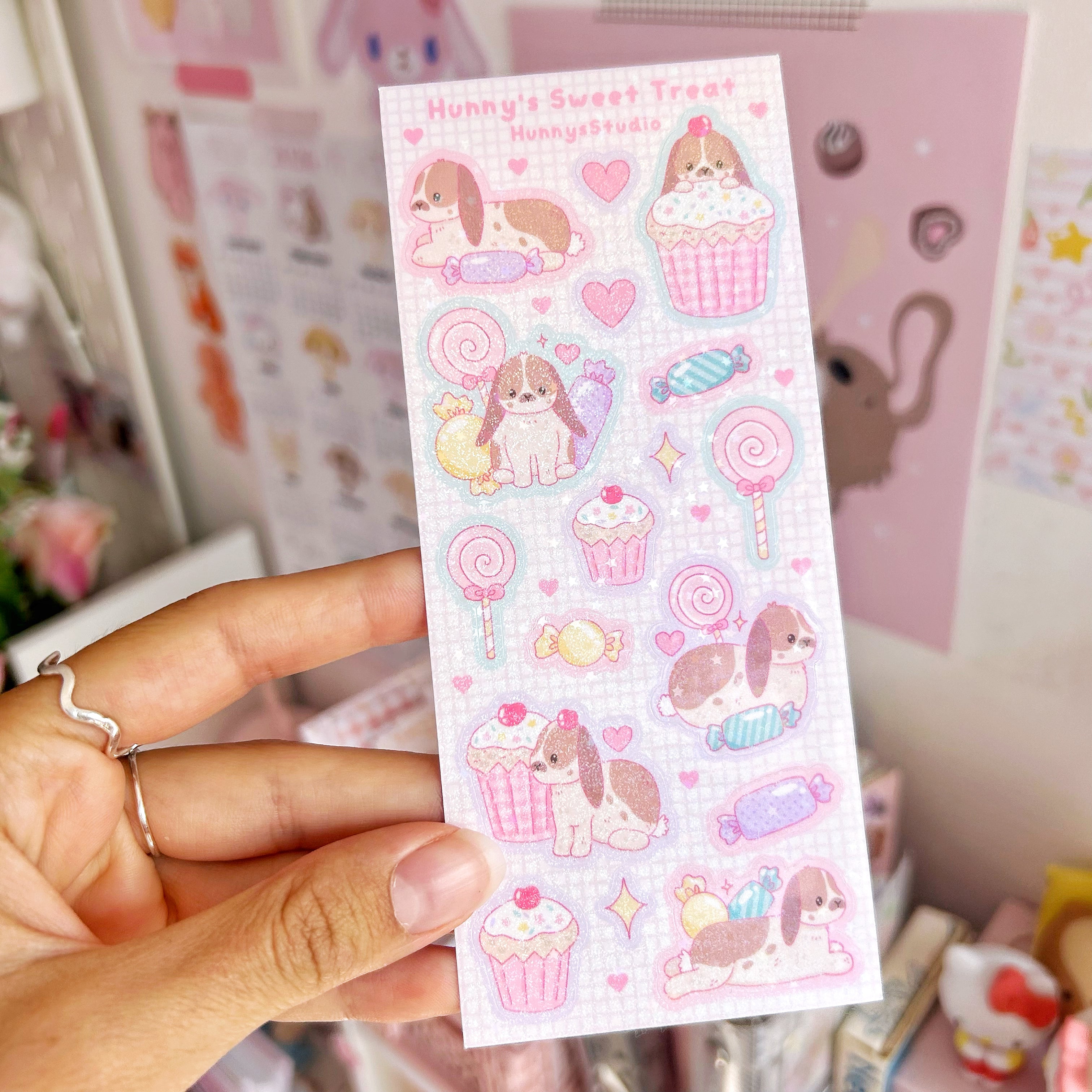 Hunny's Sweet Treat vinyl holographic sticker sheet